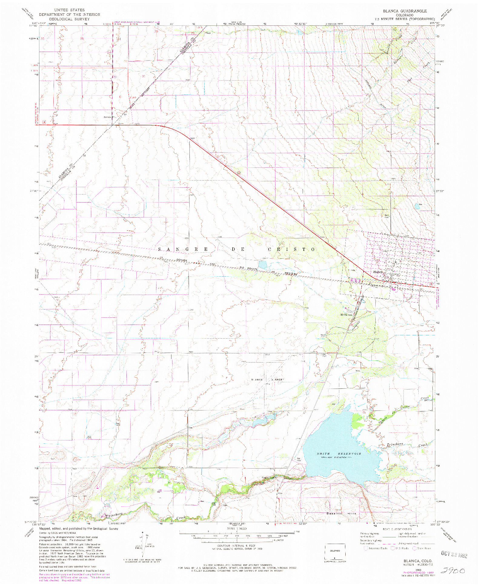 USGS 1:24000-SCALE QUADRANGLE FOR BLANCA, CO 1965