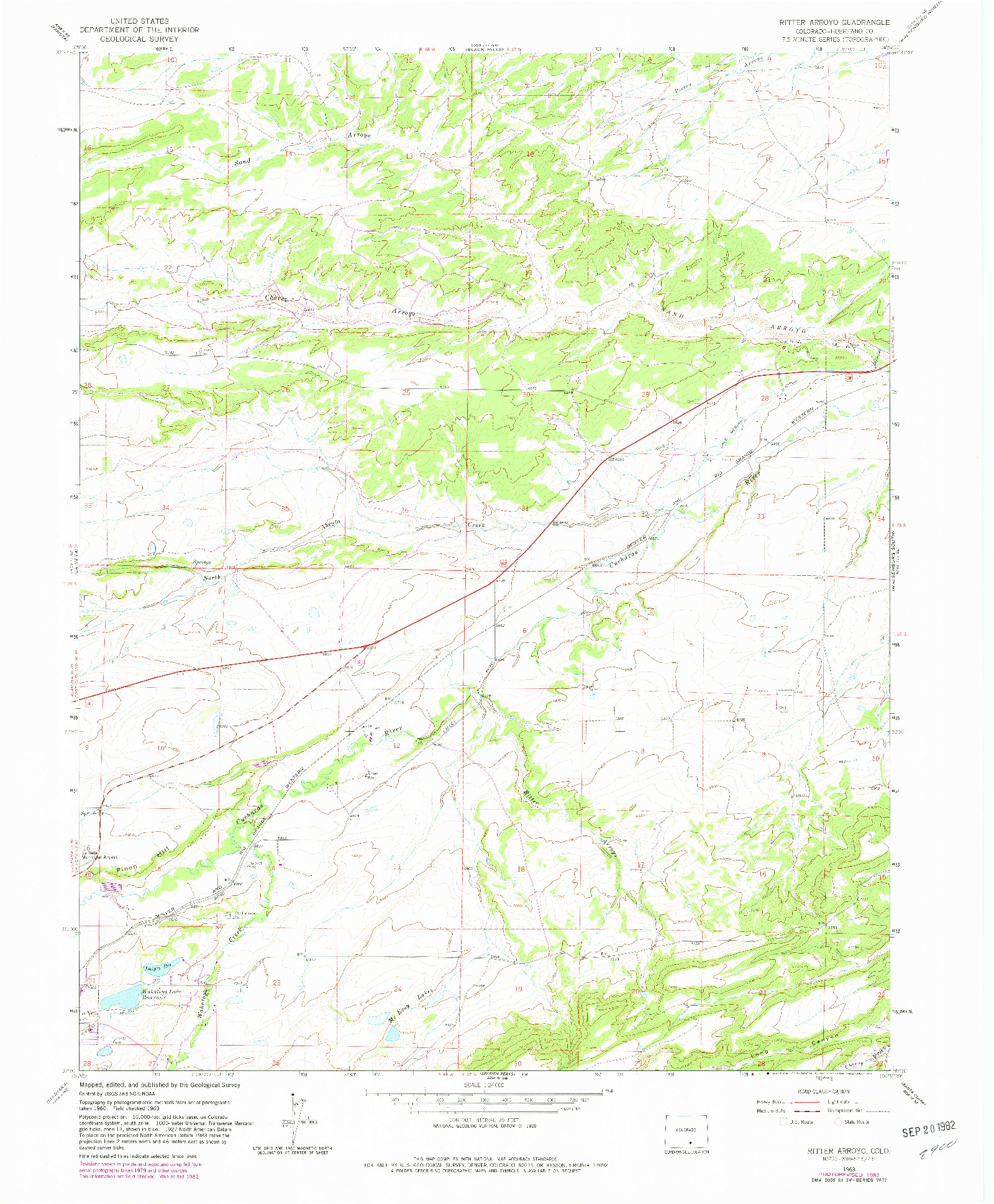 USGS 1:24000-SCALE QUADRANGLE FOR RITTER ARROYO, CO 1963