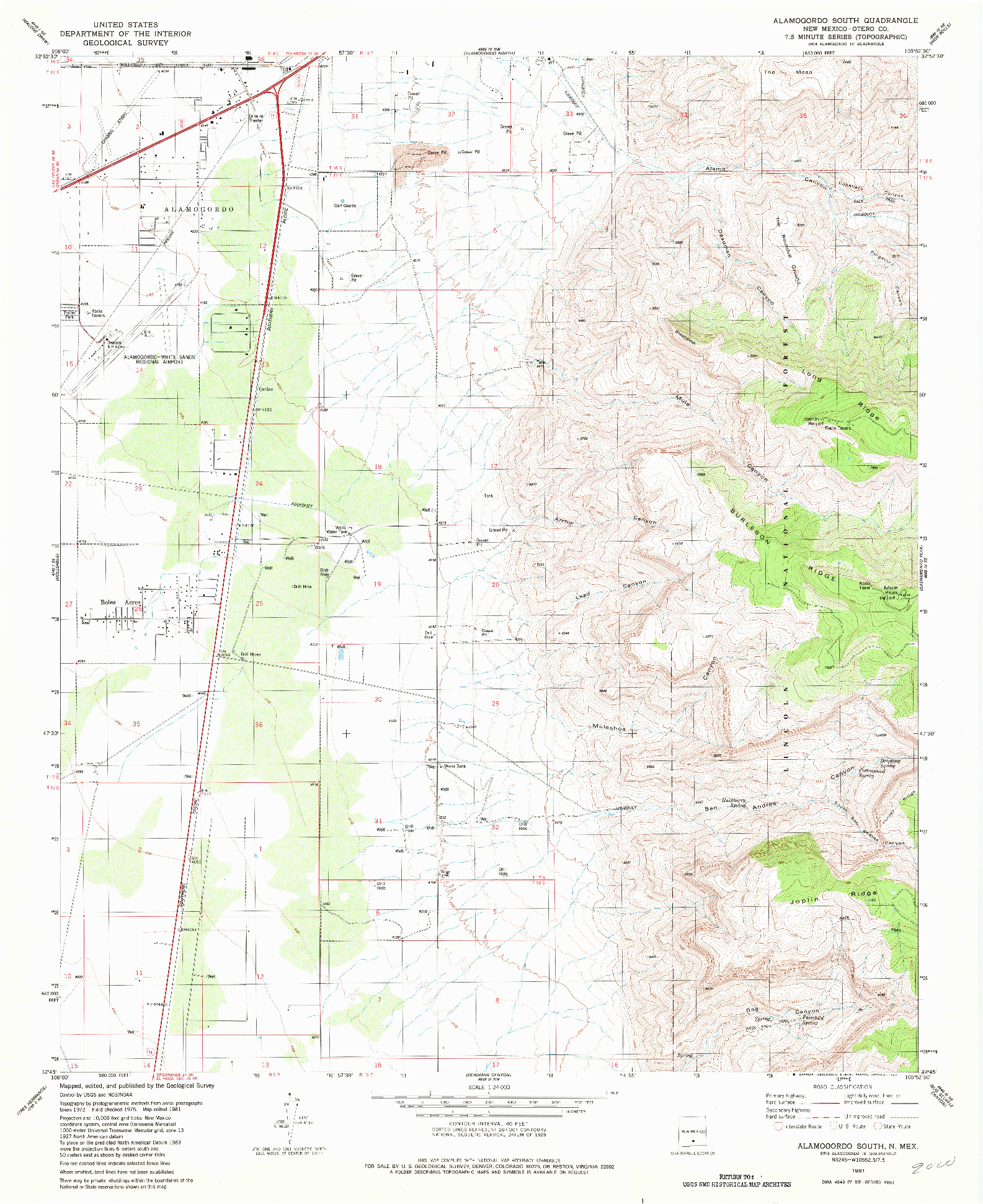 USGS 1:24000-SCALE QUADRANGLE FOR ALAMOGORDO SOUTH, NM 1981