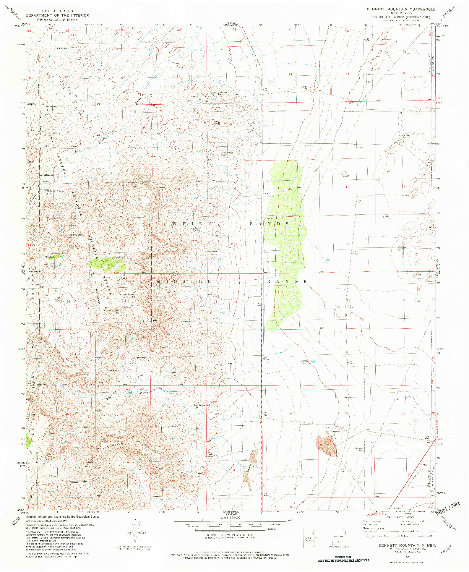 USGS 1:24000-SCALE QUADRANGLE FOR BENNETT MOUNTAIN, NM 1981
