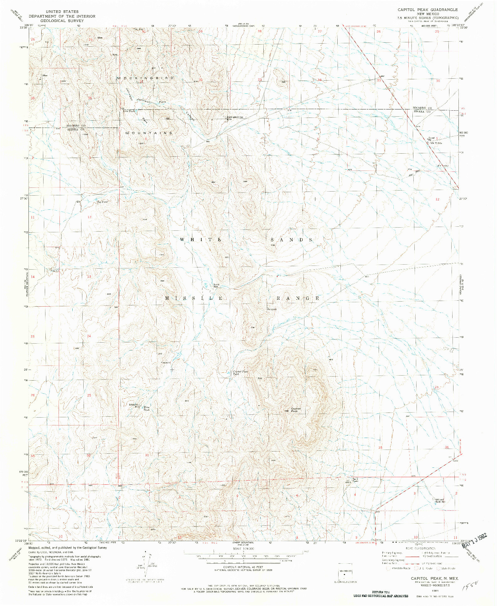 USGS 1:24000-SCALE QUADRANGLE FOR CAPITOL PEAK, NM 1981