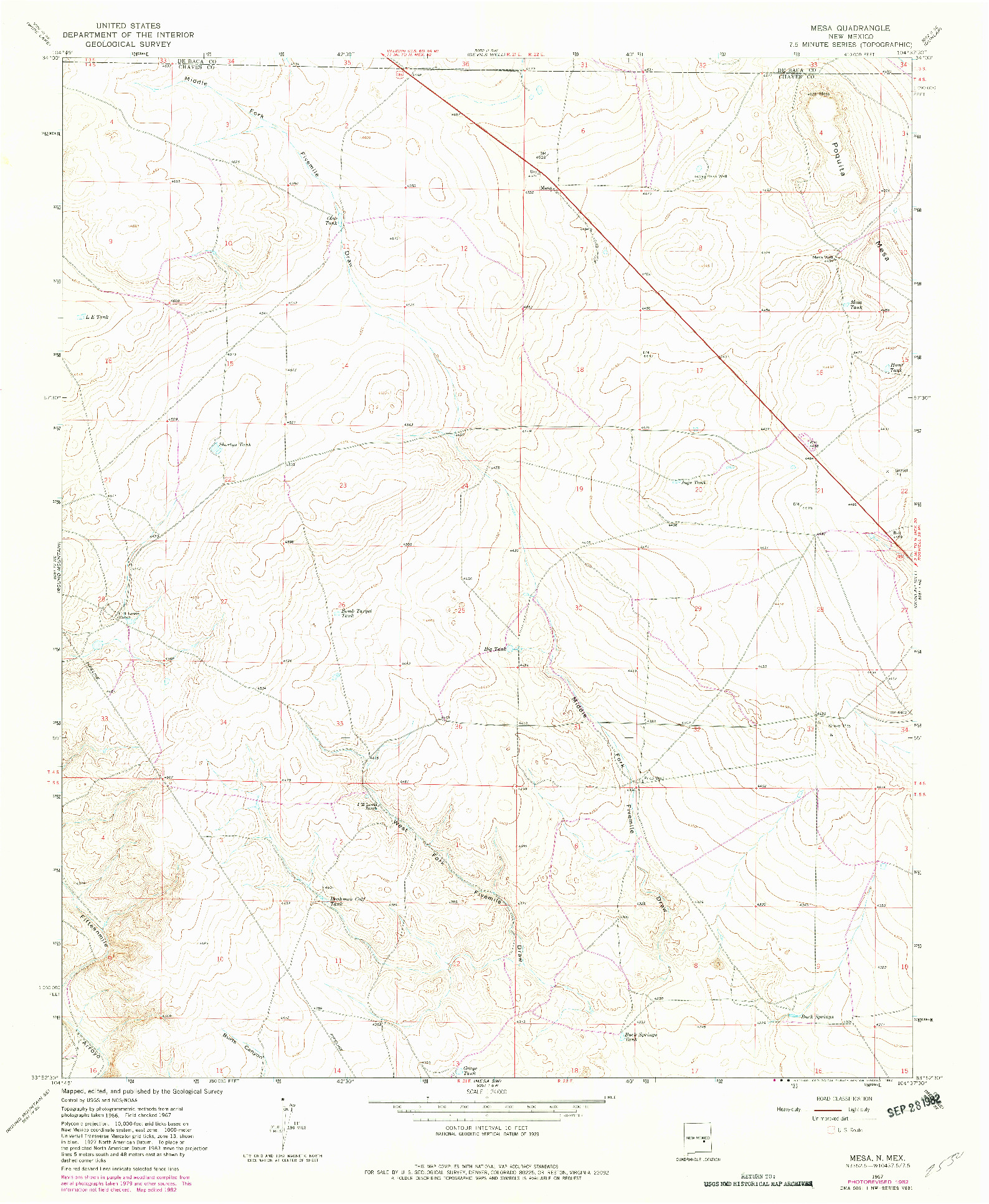 USGS 1:24000-SCALE QUADRANGLE FOR MESA, NM 1967