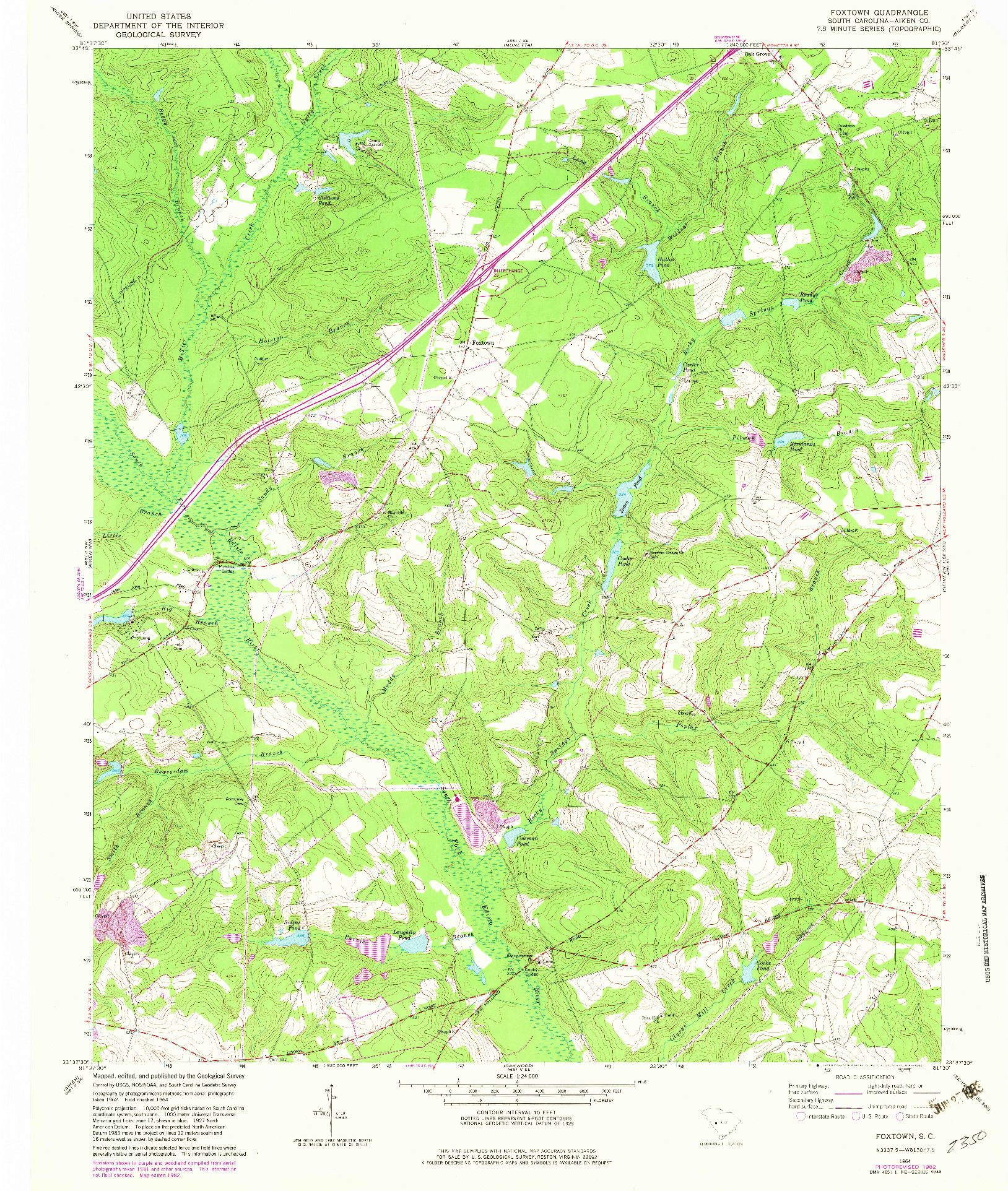 USGS 1:24000-SCALE QUADRANGLE FOR FOXTOWN, SC 1964