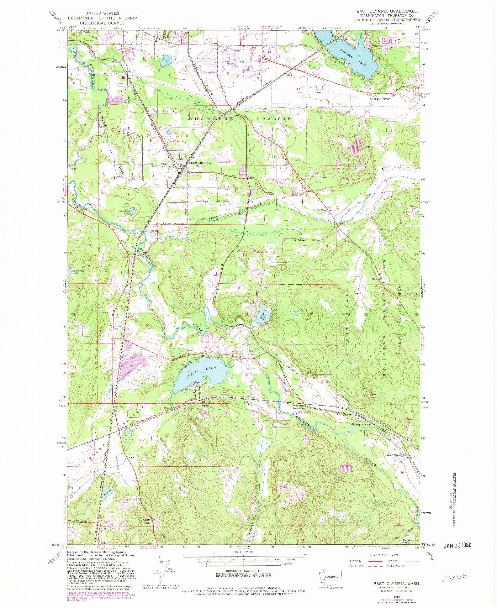 USGS 1:24000-SCALE QUADRANGLE FOR EAST OLYMPIA, WA 1959