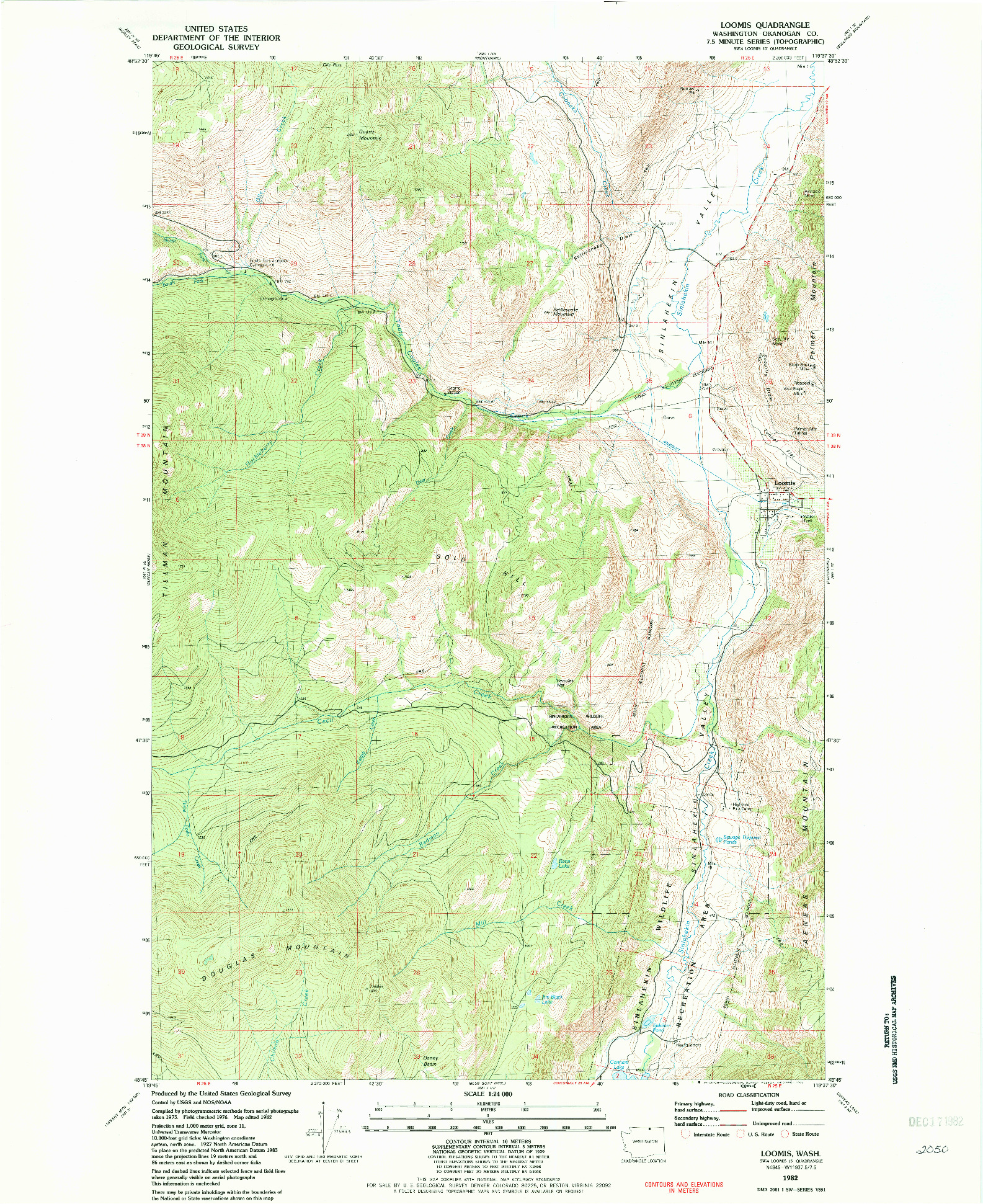 USGS 1:24000-SCALE QUADRANGLE FOR LOOMIS, WA 1982