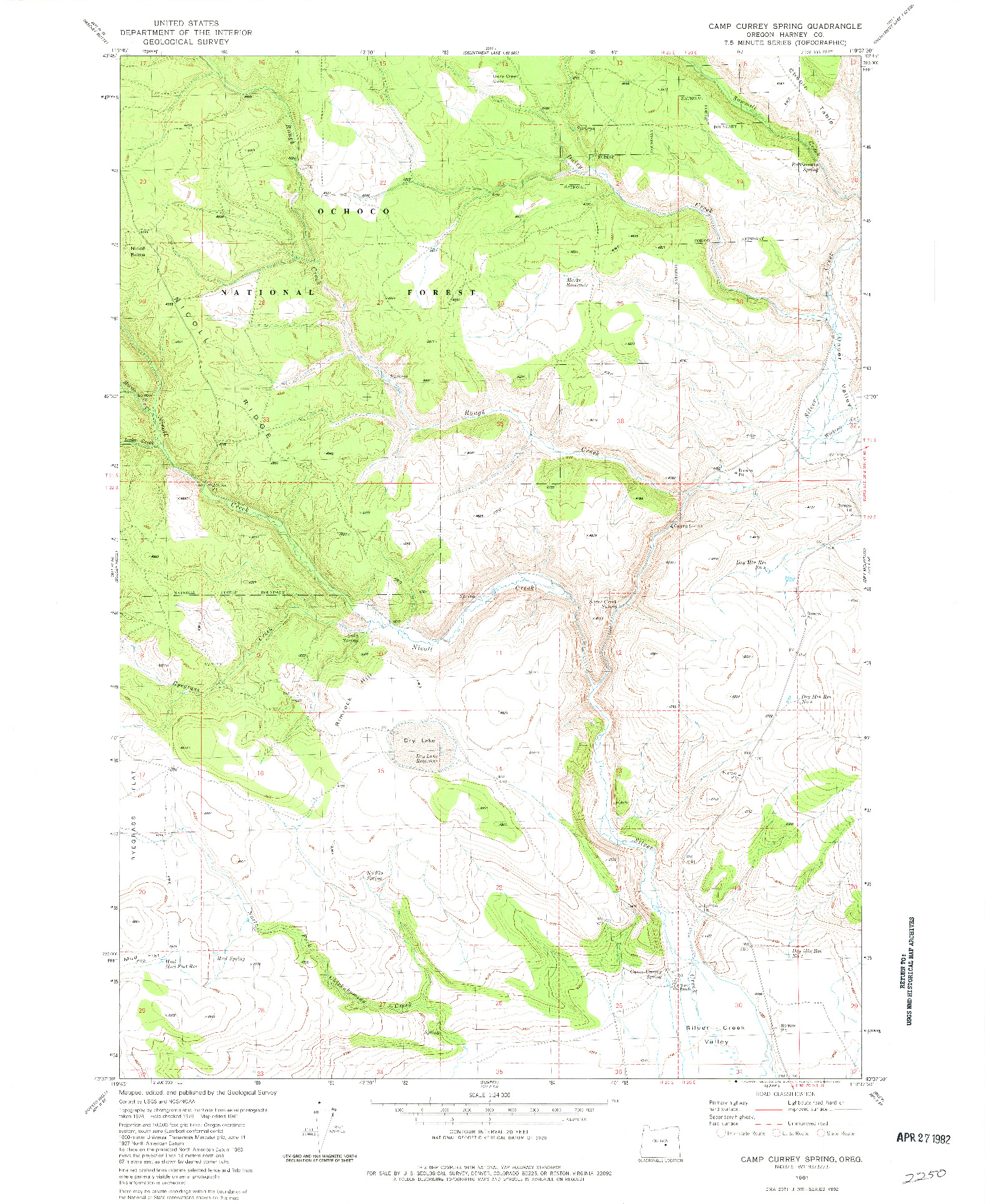 USGS 1:24000-SCALE QUADRANGLE FOR CAMP CURREY SPRING, OR 1981