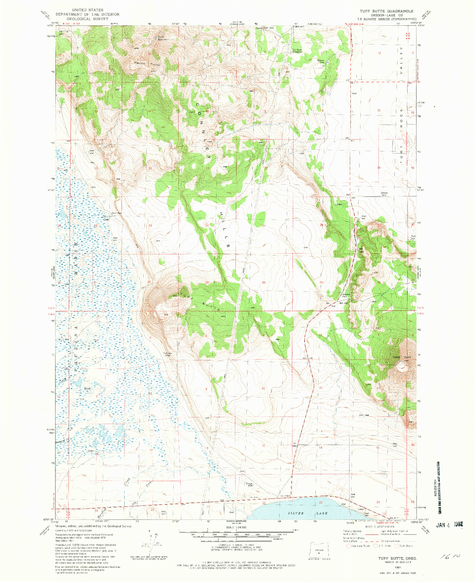 USGS 1:24000-SCALE QUADRANGLE FOR TUFF BUTTE, OR 1981