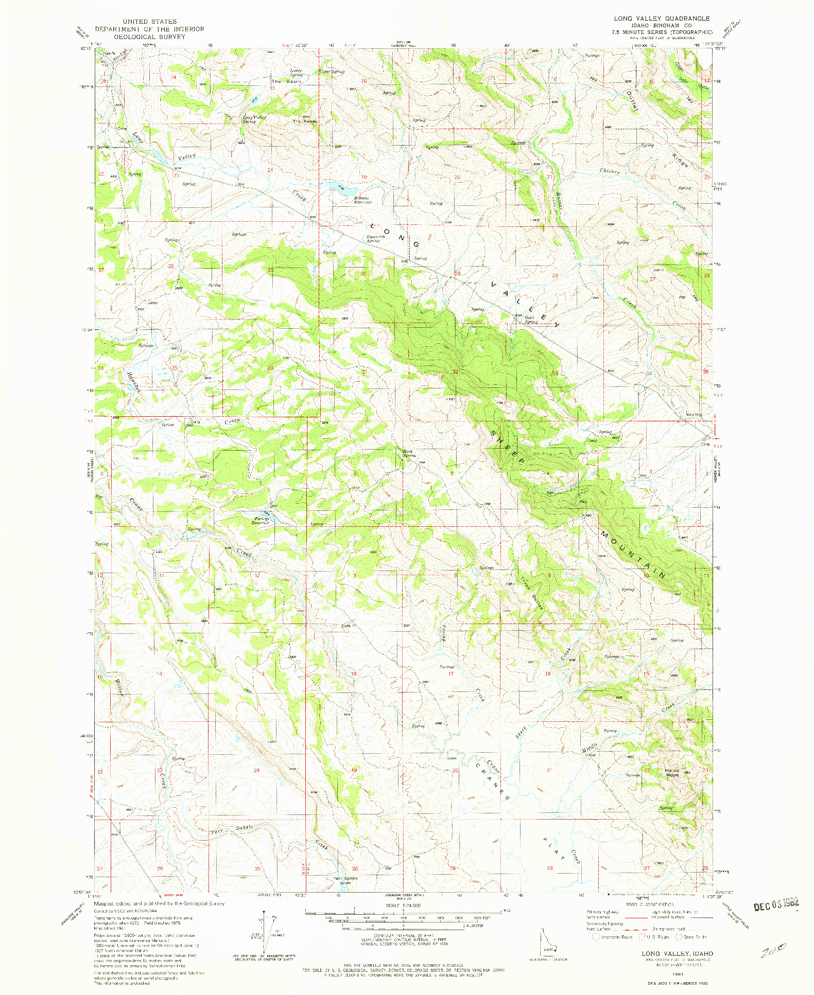 USGS 1:24000-SCALE QUADRANGLE FOR LONG VALLEY, ID 1981