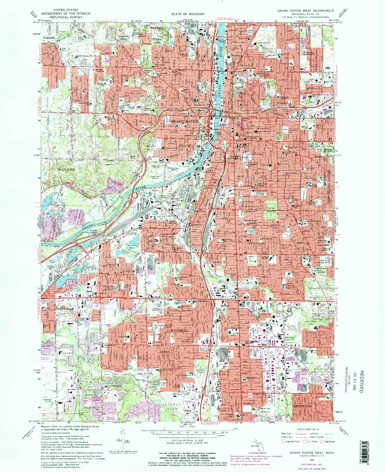 USGS 1:24000-SCALE QUADRANGLE FOR GRAND RAPIDS WEST, MI 1967