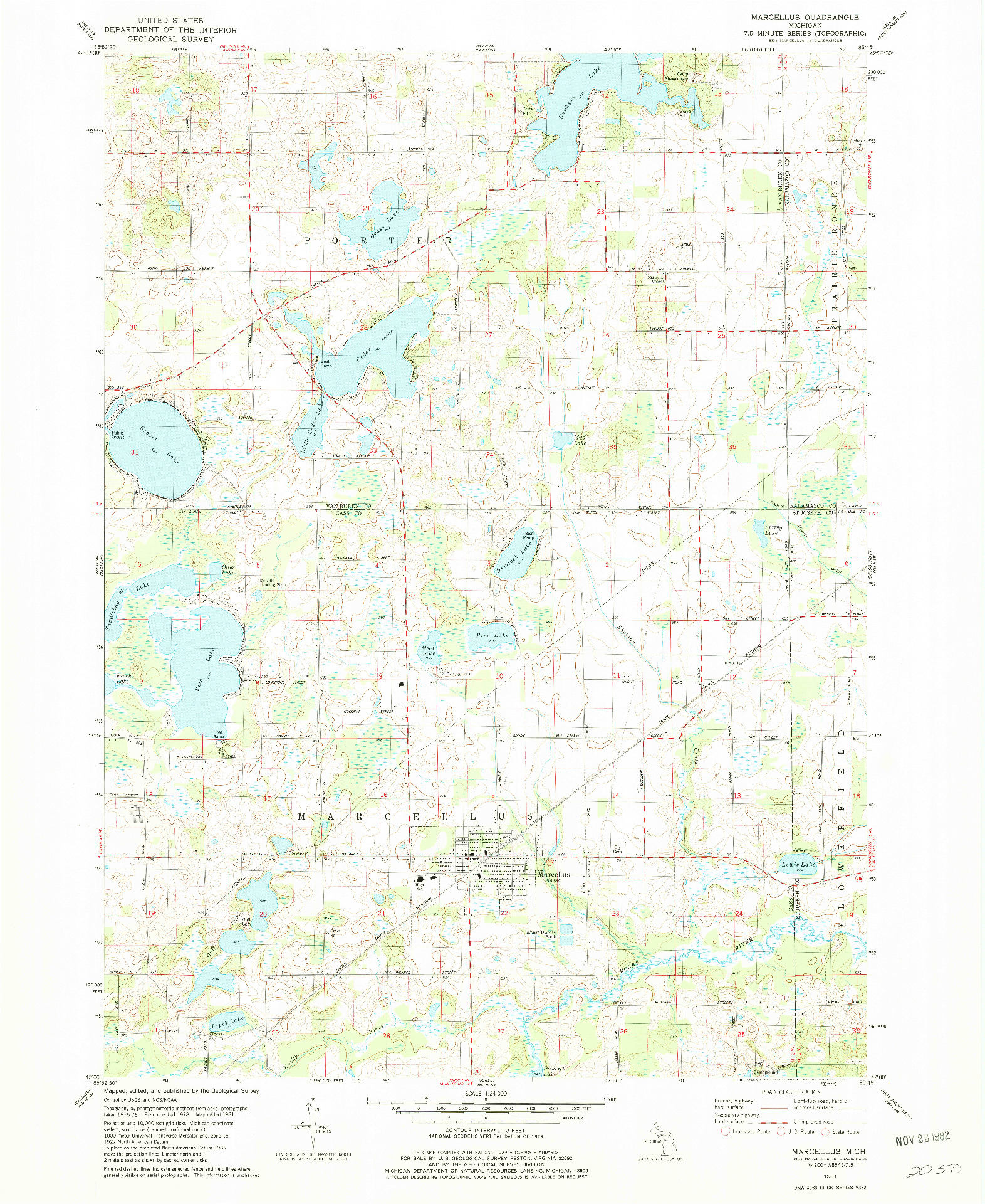 USGS 1:24000-SCALE QUADRANGLE FOR MARCELLUS, MI 1981