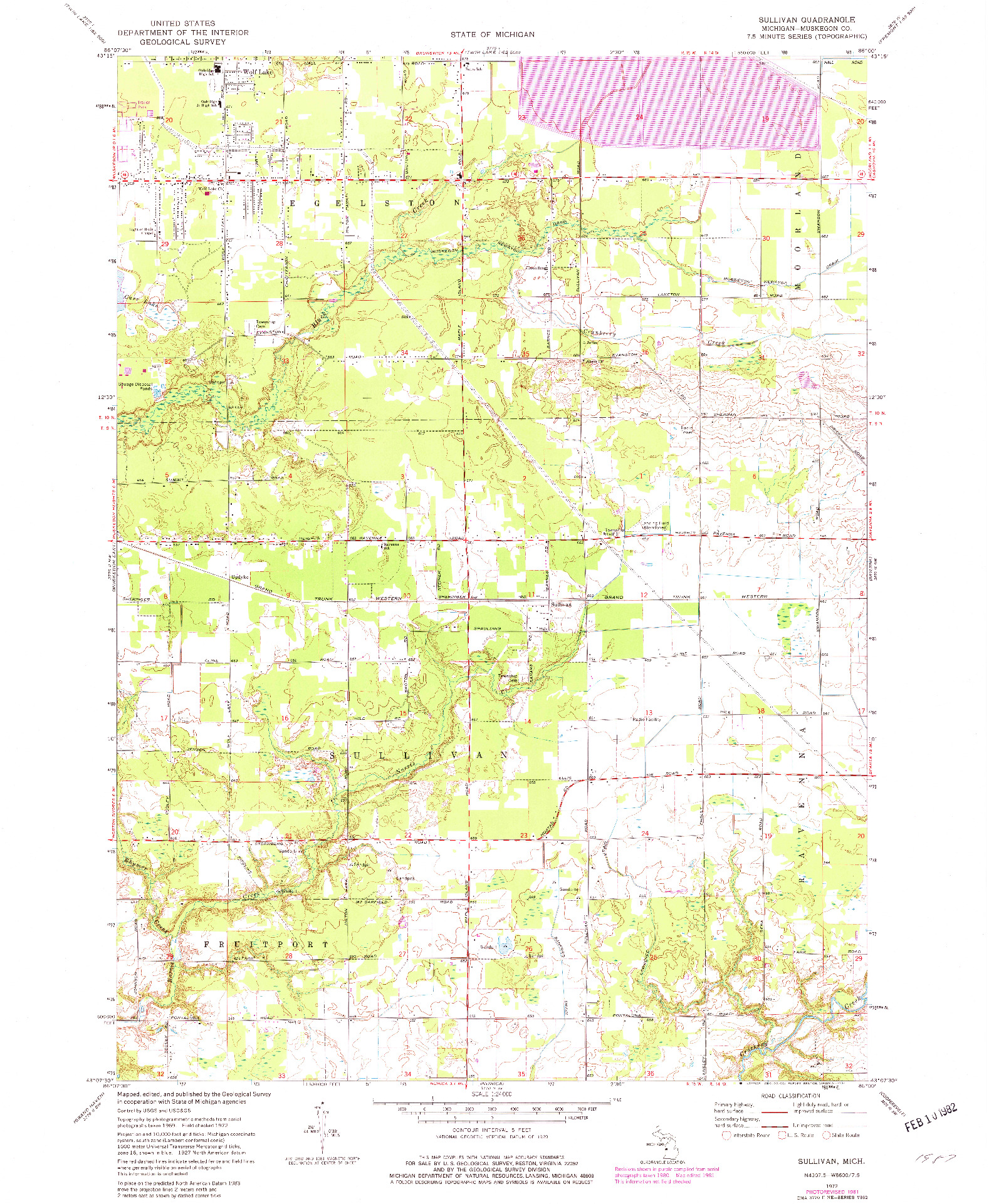 USGS 1:24000-SCALE QUADRANGLE FOR SULLIVAN, MI 1972