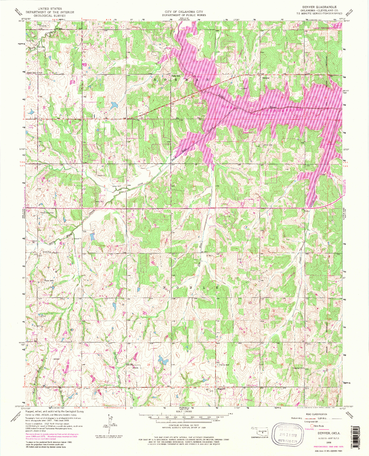USGS 1:24000-SCALE QUADRANGLE FOR DENVER, OK 1958