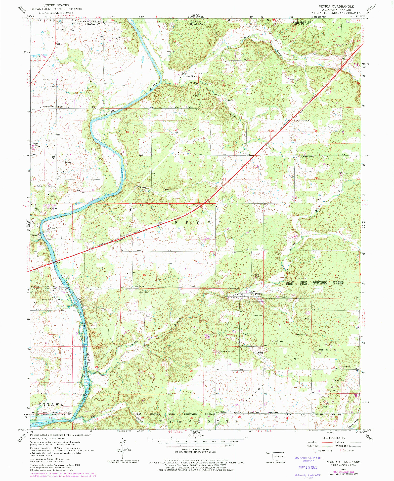 USGS 1:24000-SCALE QUADRANGLE FOR PEORIA, OK 1960