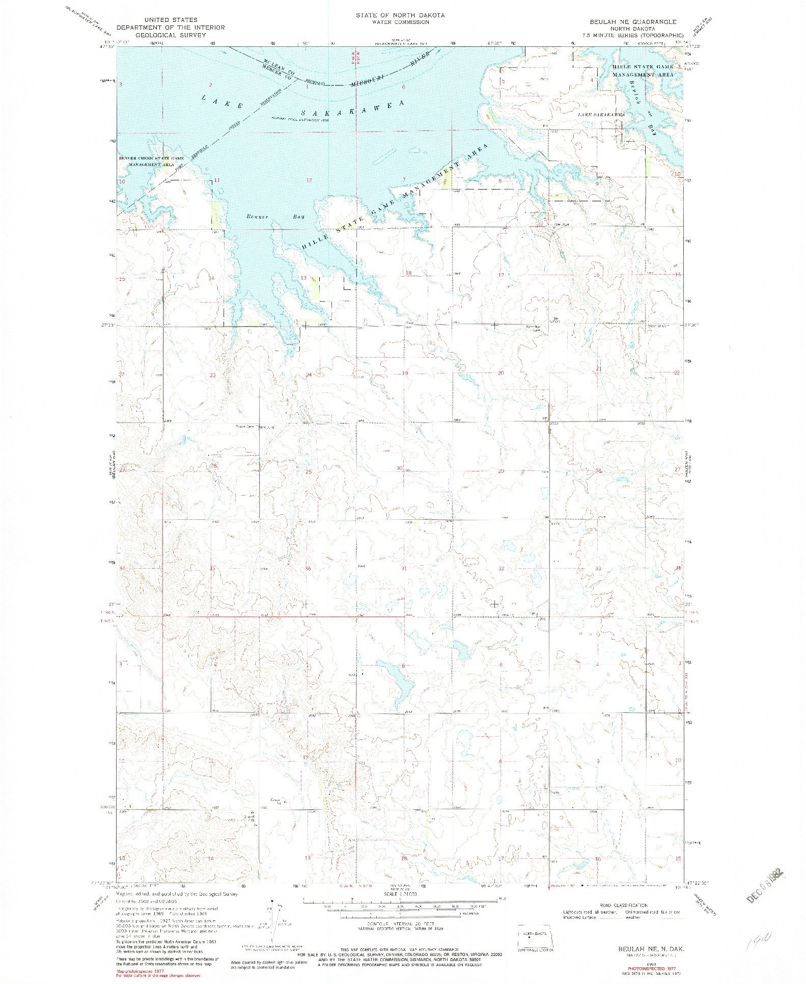 USGS 1:24000-SCALE QUADRANGLE FOR BEULAH NE, ND 1969