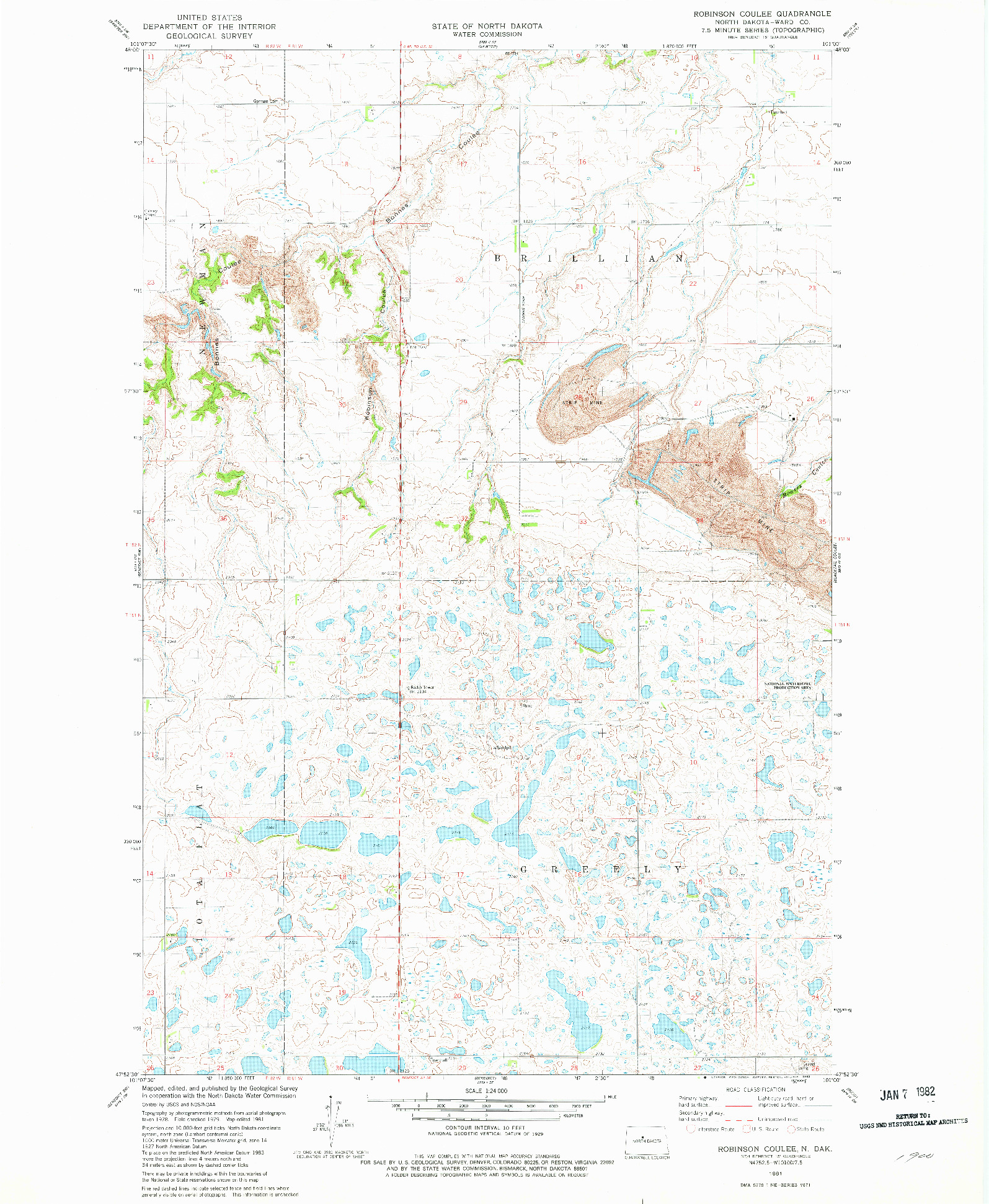 USGS 1:24000-SCALE QUADRANGLE FOR ROBINSON COULEE, ND 1981