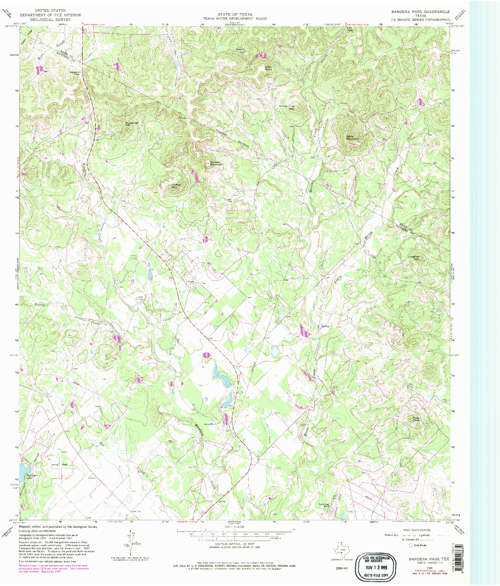 USGS 1:24000-SCALE QUADRANGLE FOR BANDERA PASS, TX 1964