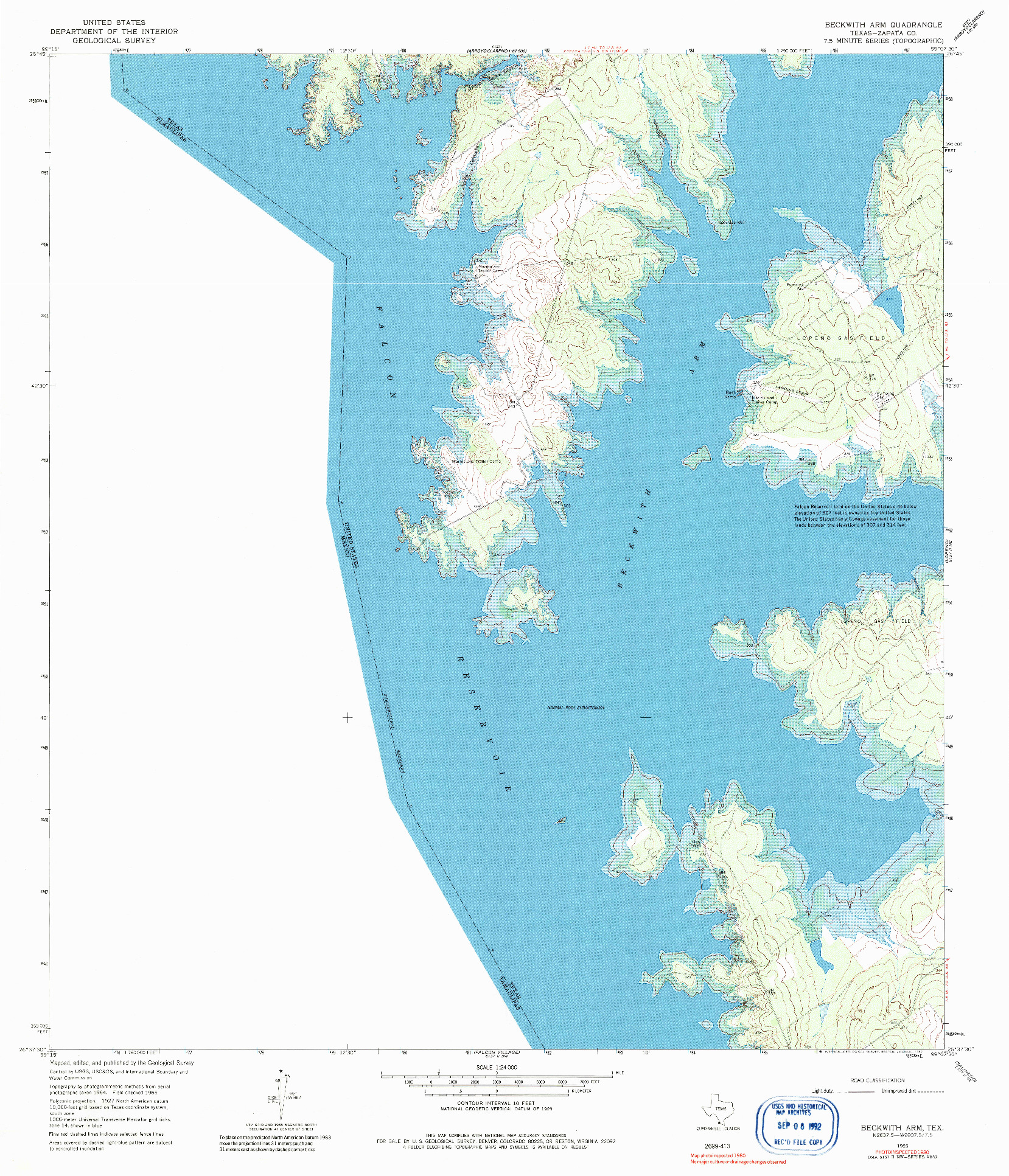 USGS 1:24000-SCALE QUADRANGLE FOR BECKWITH ARM, TX 1965