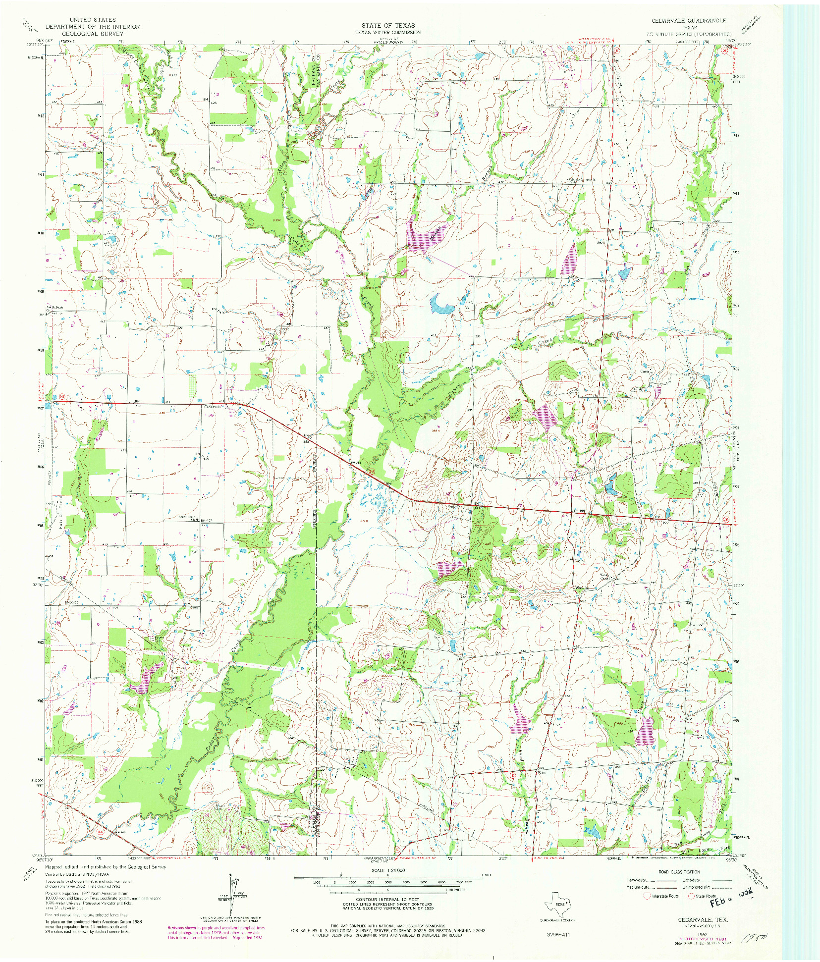 USGS 1:24000-SCALE QUADRANGLE FOR CEDARVALE, TX 1962