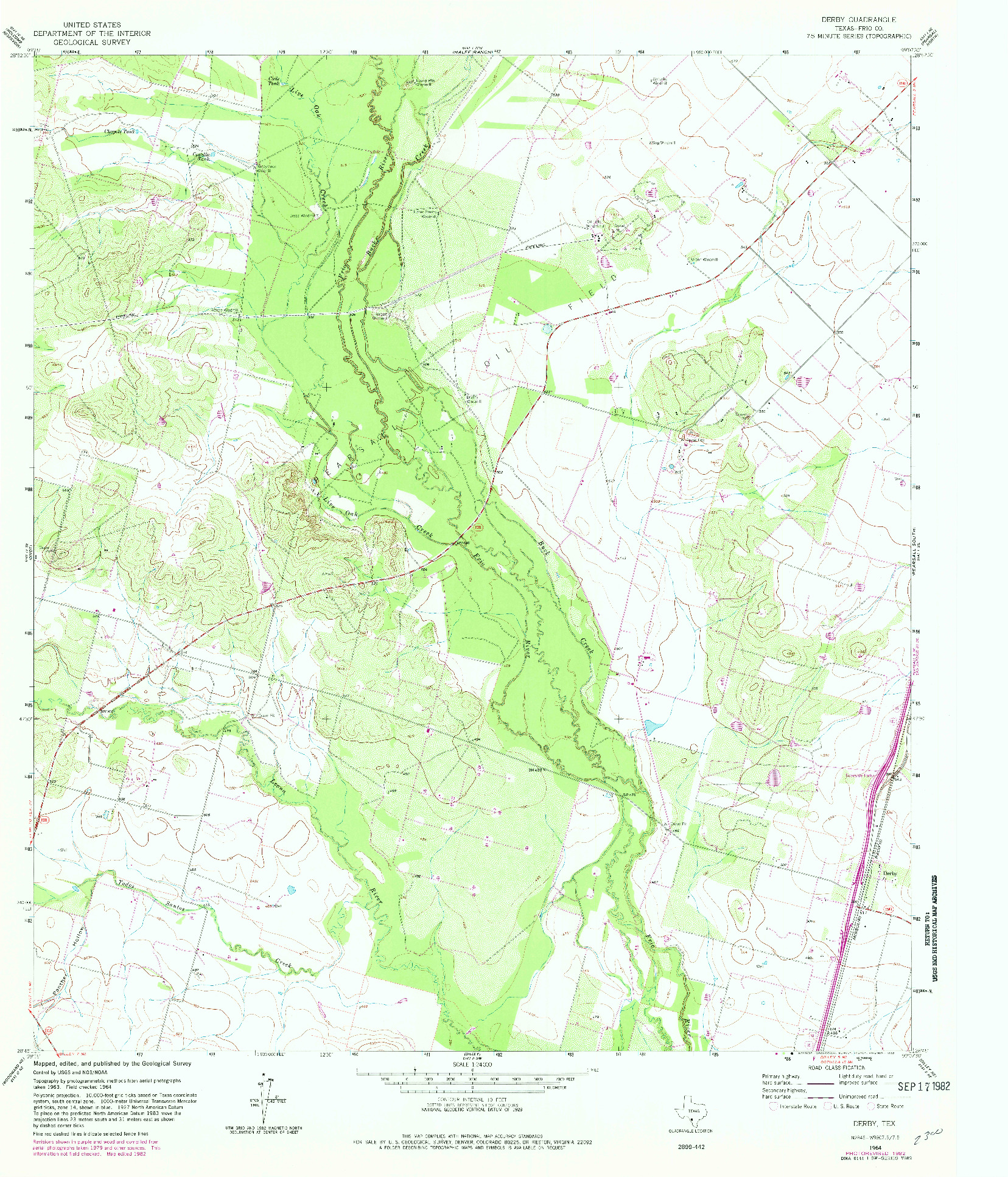 USGS 1:24000-SCALE QUADRANGLE FOR DERBY, TX 1964