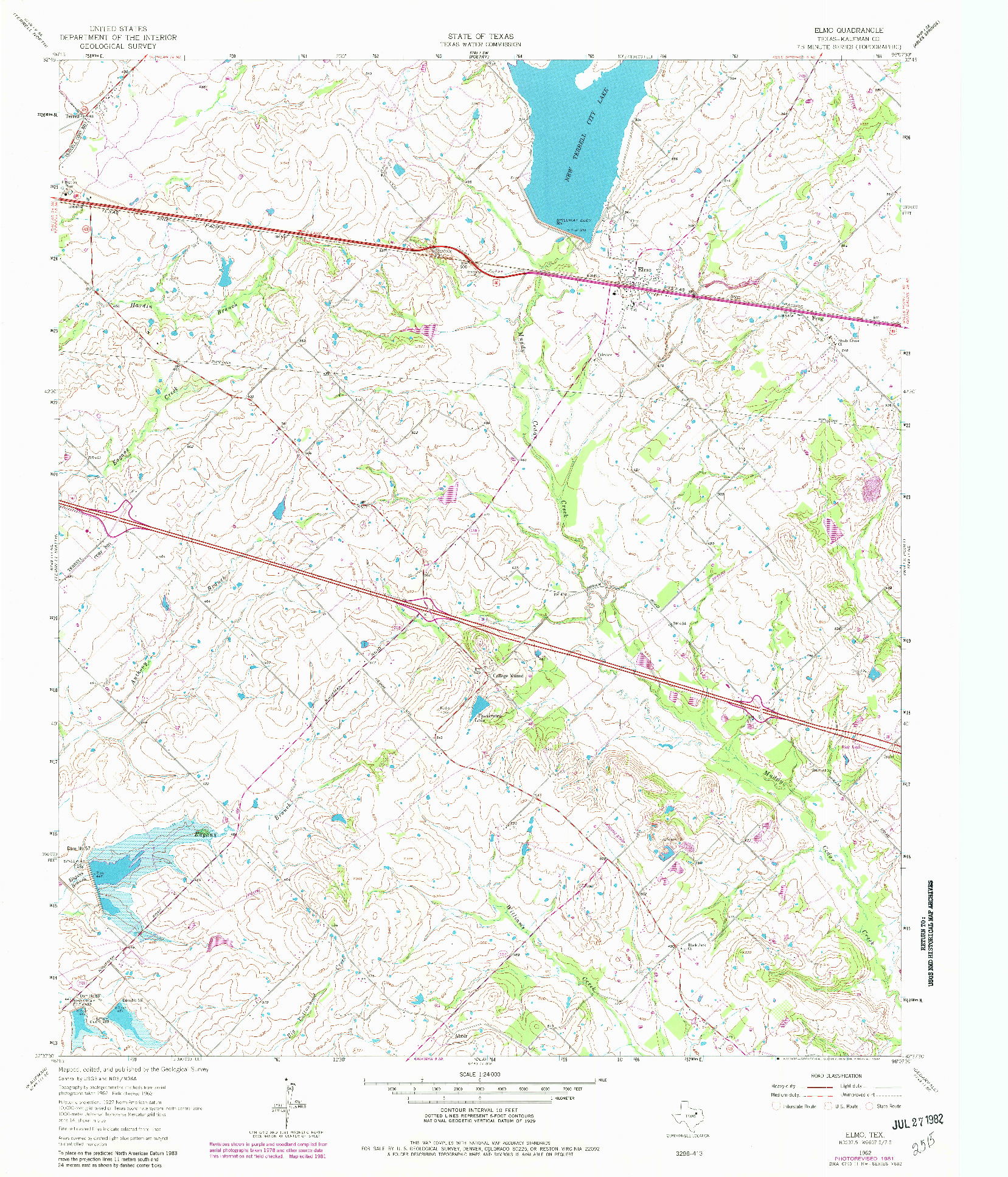 USGS 1:24000-SCALE QUADRANGLE FOR ELMO, TX 1962