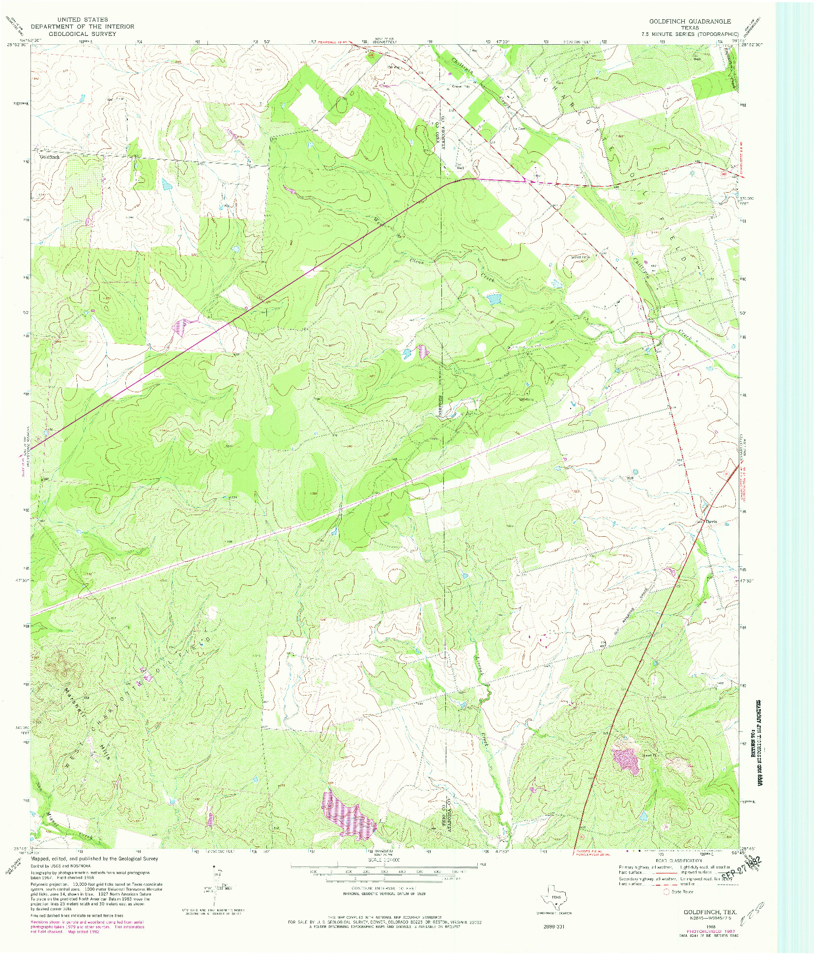 USGS 1:24000-SCALE QUADRANGLE FOR GOLDFINCH, TX 1968