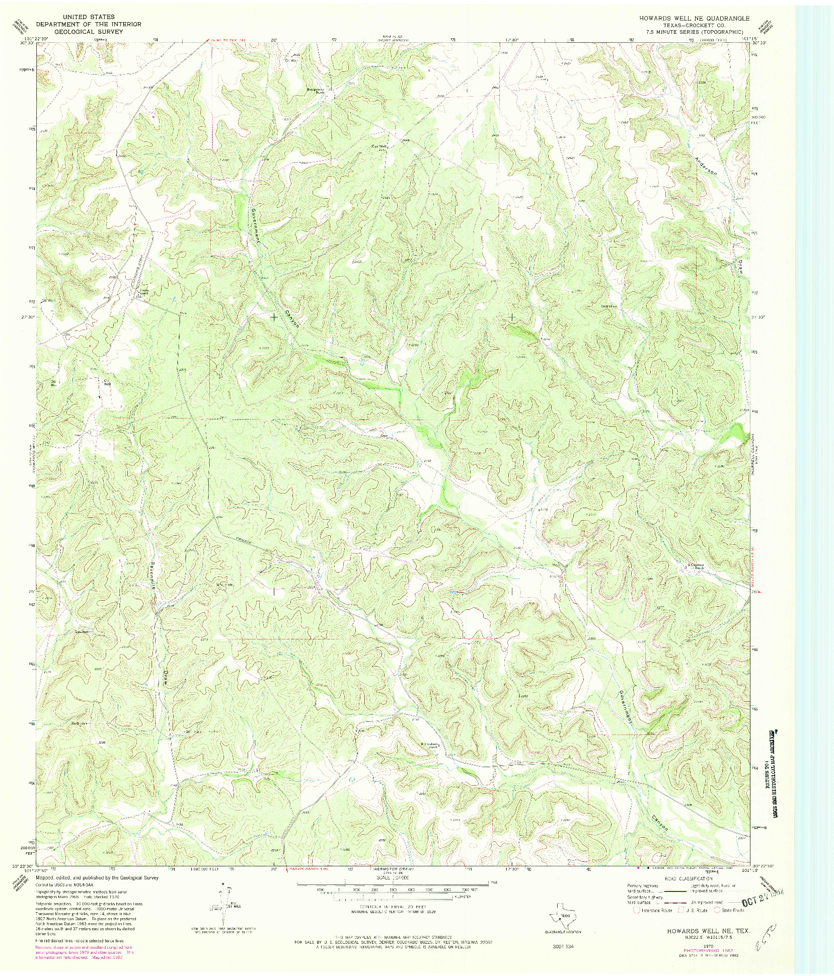 USGS 1:24000-SCALE QUADRANGLE FOR HOWARDS WELL NE, TX 1970