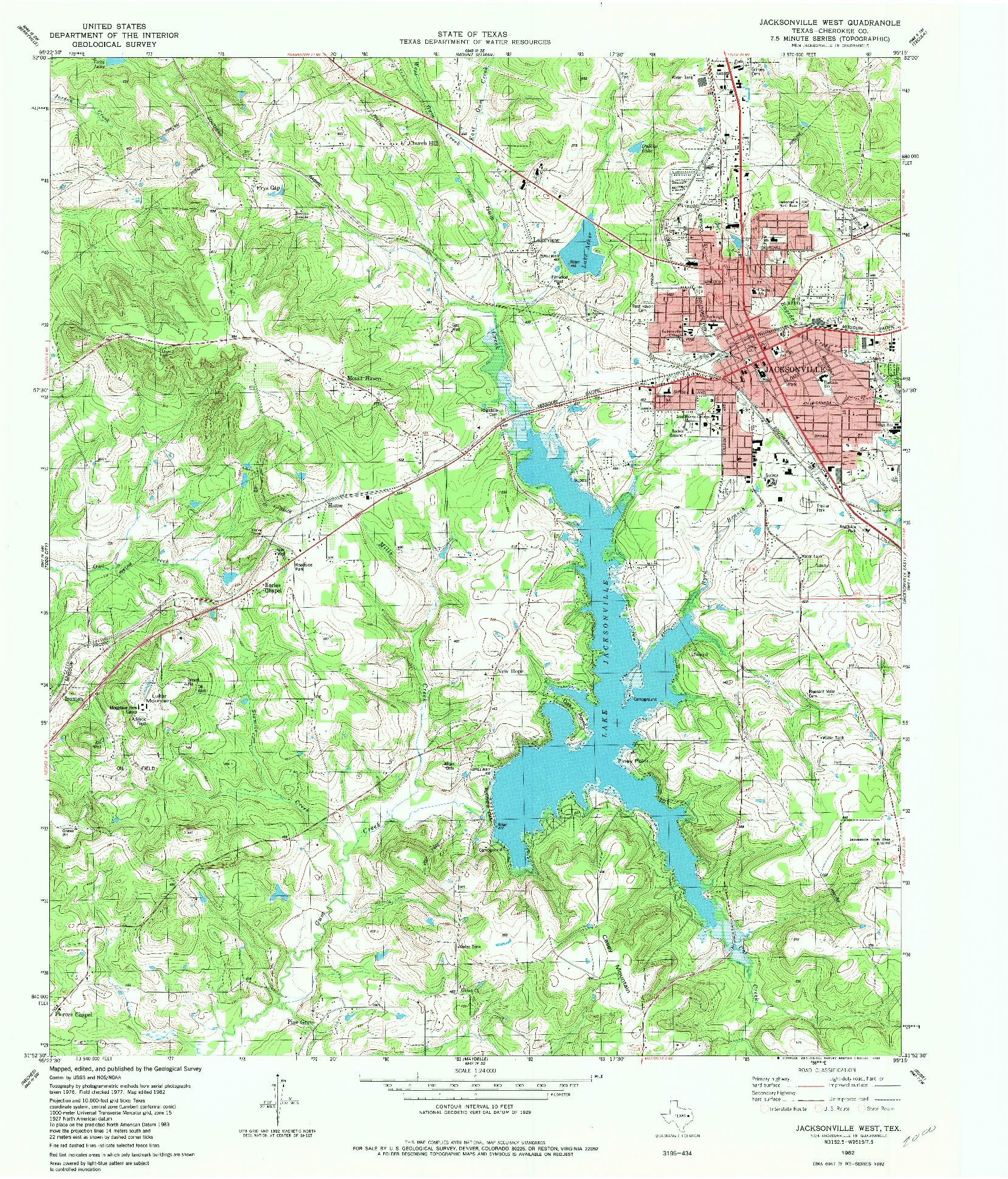 USGS 1:24000-SCALE QUADRANGLE FOR JACKSONVILLE WEST, TX 1982