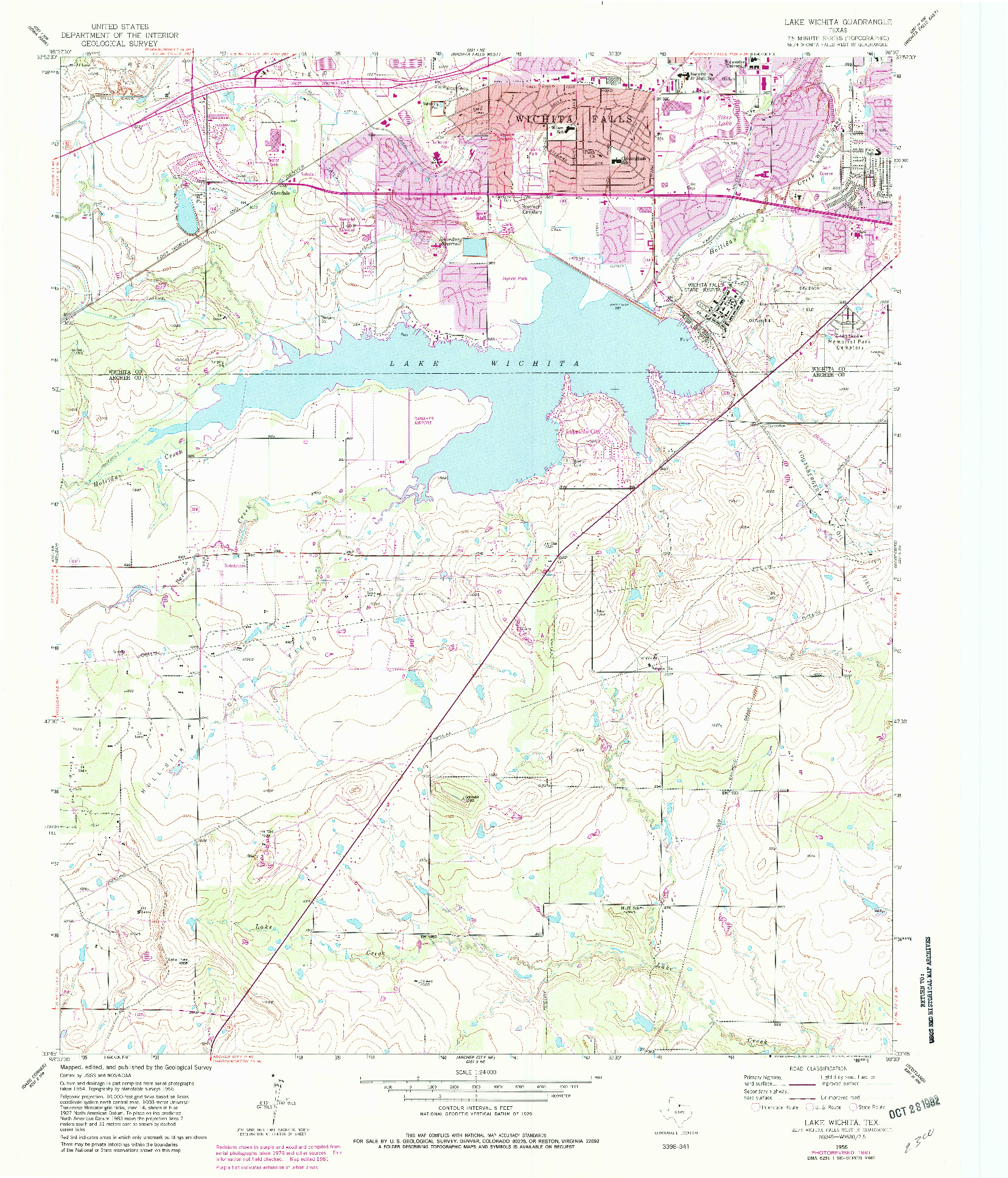 USGS 1:24000-SCALE QUADRANGLE FOR LAKE WICHITA, TX 1956