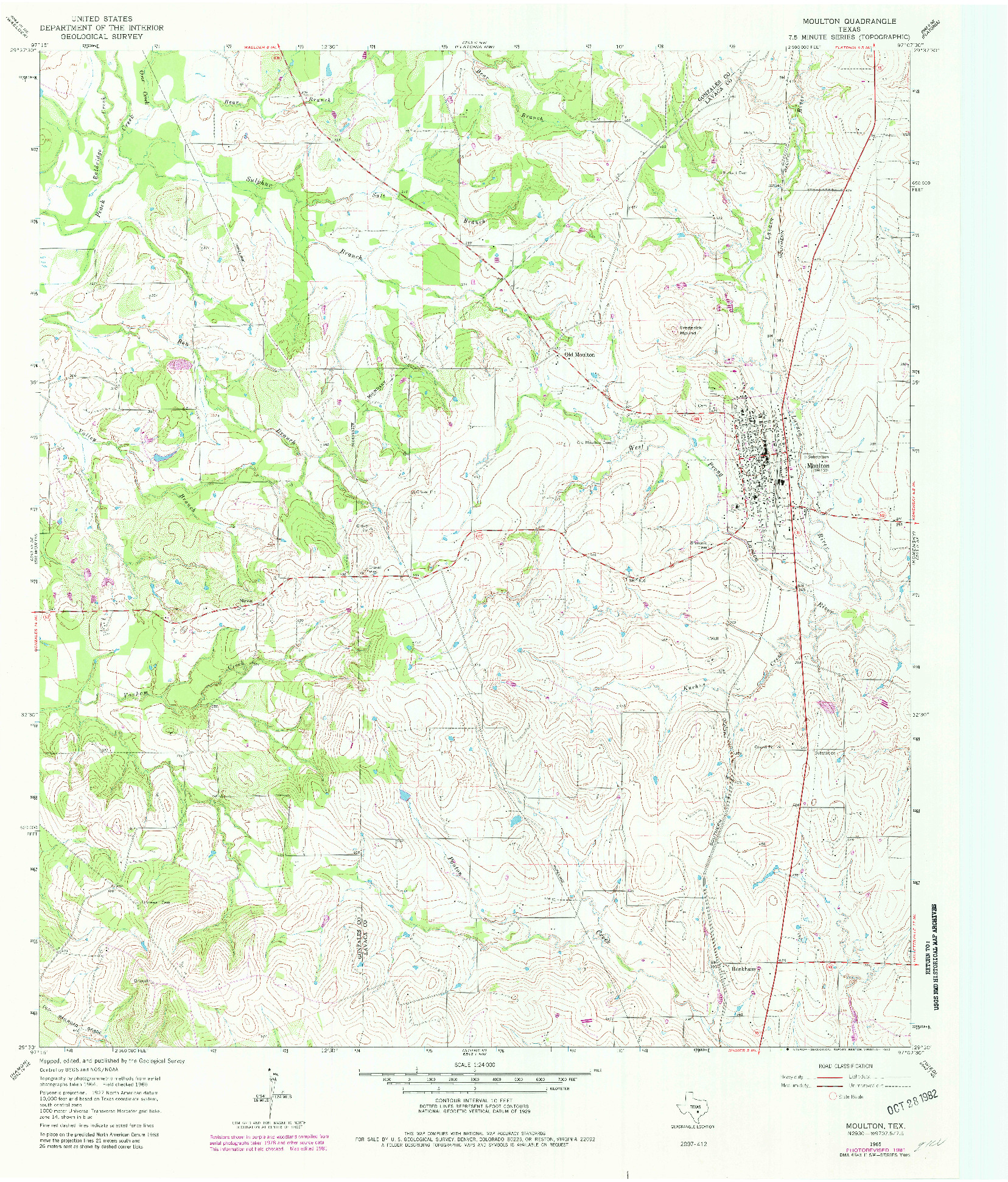 USGS 1:24000-SCALE QUADRANGLE FOR MOULTON, TX 1965