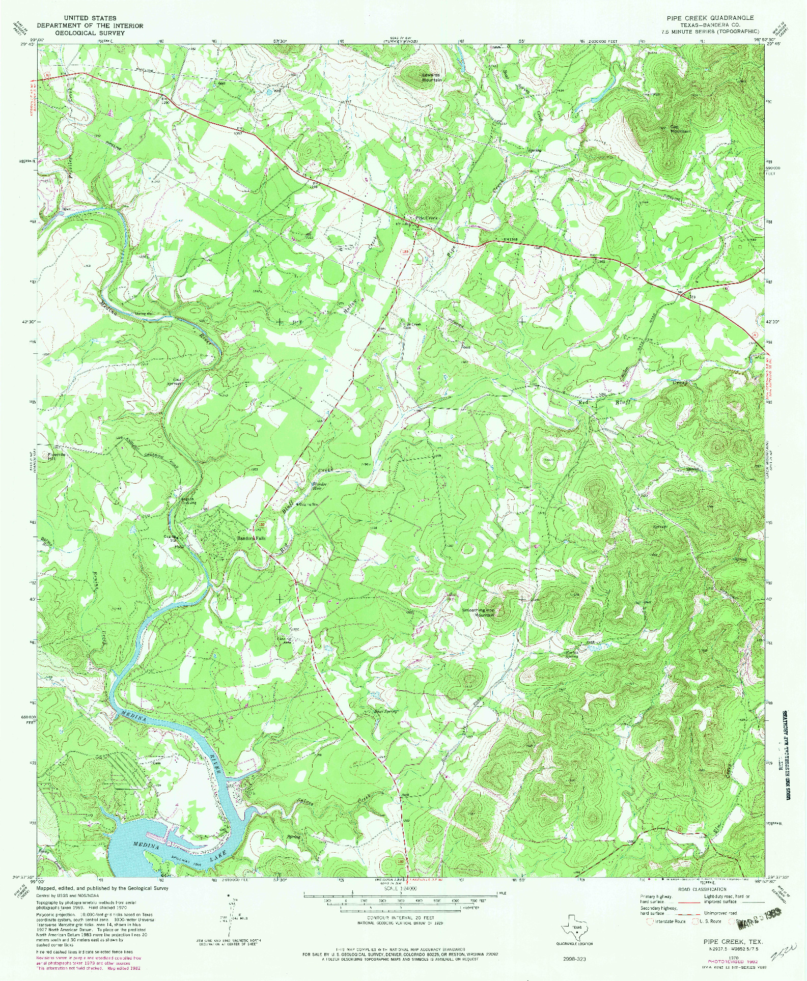 USGS 1:24000-SCALE QUADRANGLE FOR PIPE CREEK, TX 1970