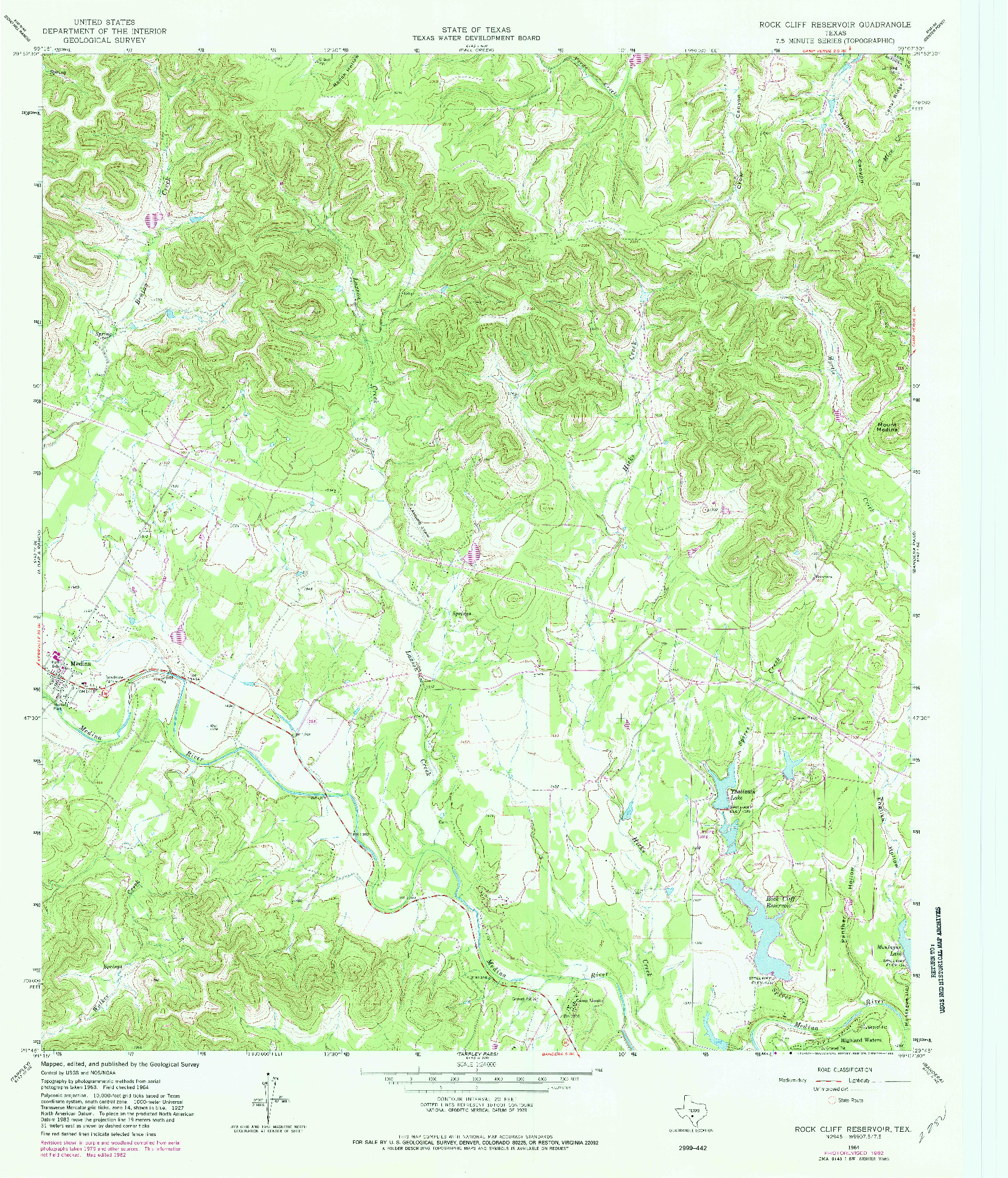 USGS 1:24000-SCALE QUADRANGLE FOR ROCK CLIFF RESERVOIR, TX 1964
