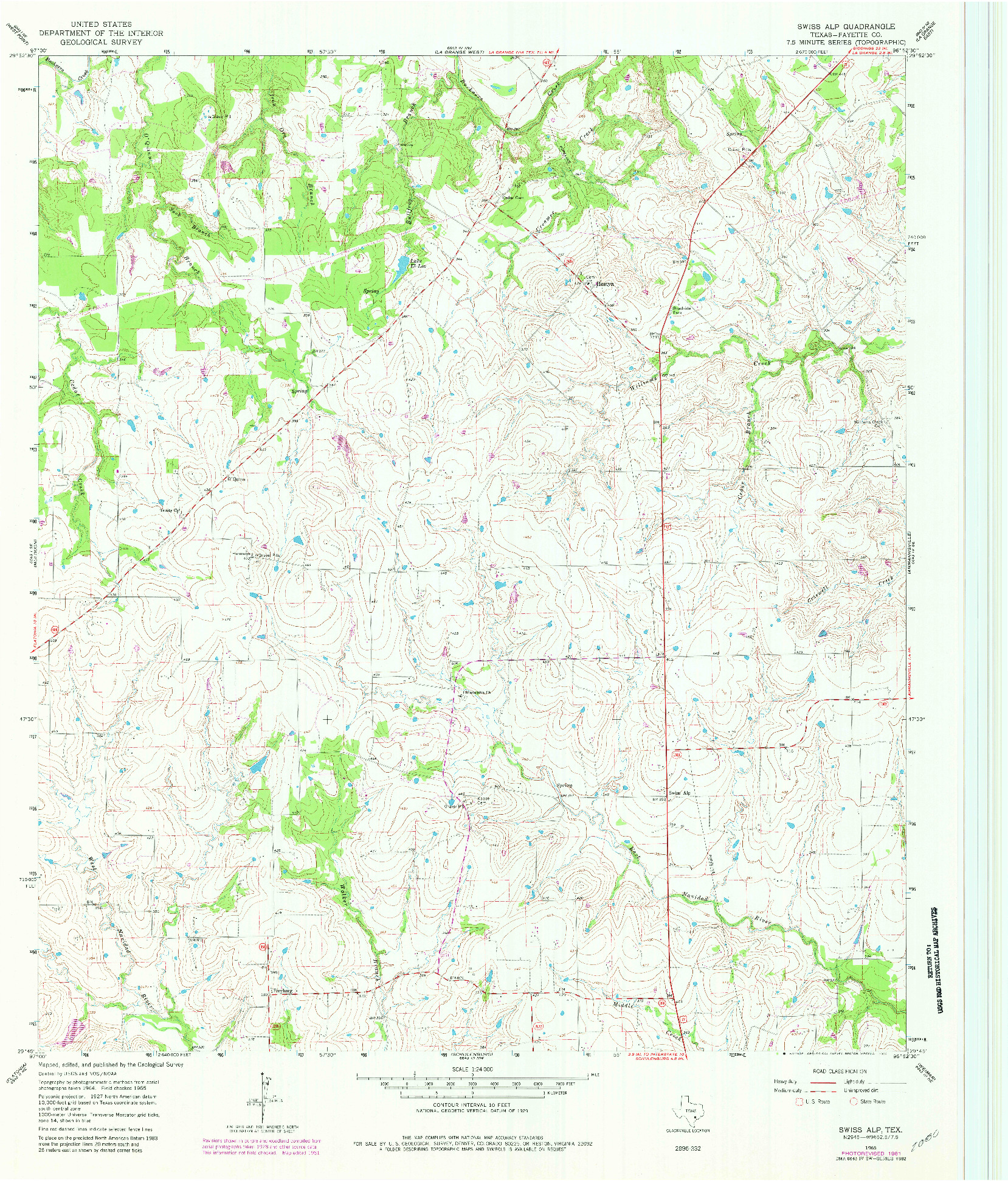 USGS 1:24000-SCALE QUADRANGLE FOR SWISS ALP, TX 1965