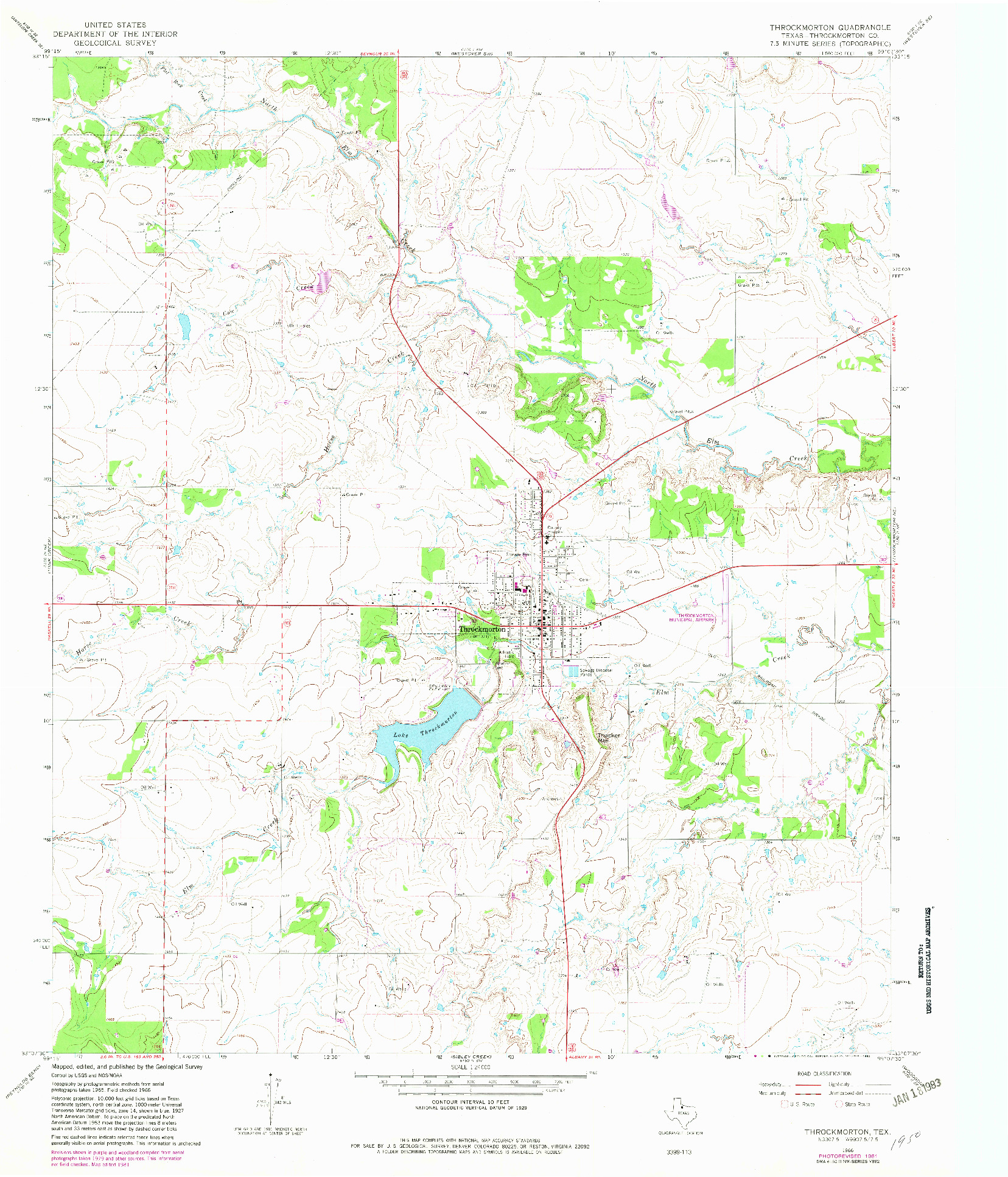 USGS 1:24000-SCALE QUADRANGLE FOR THROCKMORTON, TX 1966