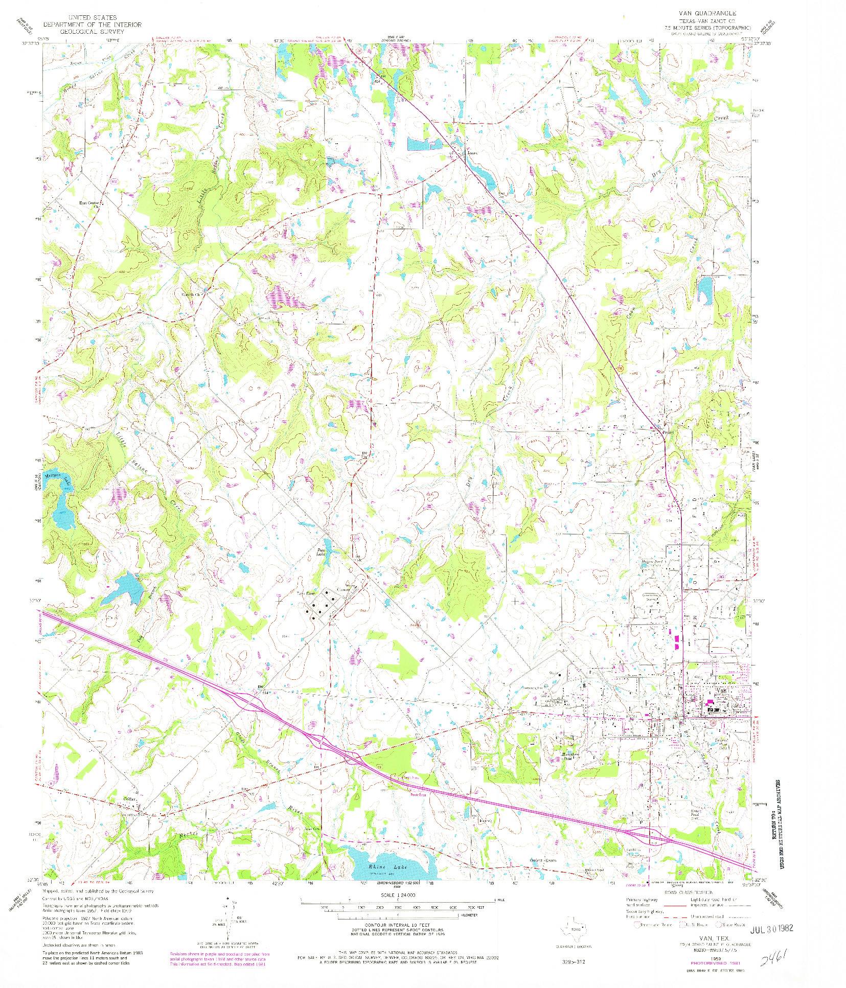 USGS 1:24000-SCALE QUADRANGLE FOR VAN, TX 1959