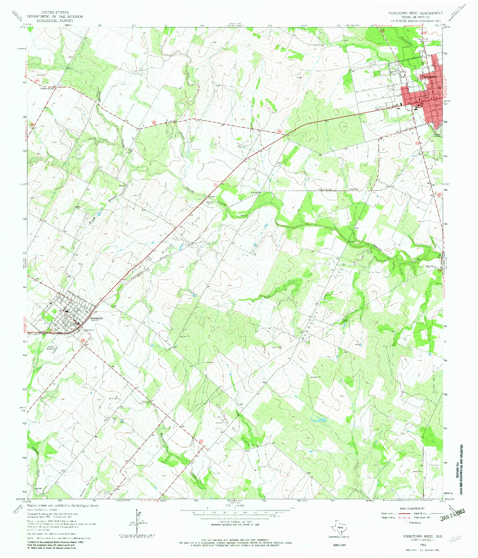 USGS 1:24000-SCALE QUADRANGLE FOR YORKTOWN WEST, TX 1963