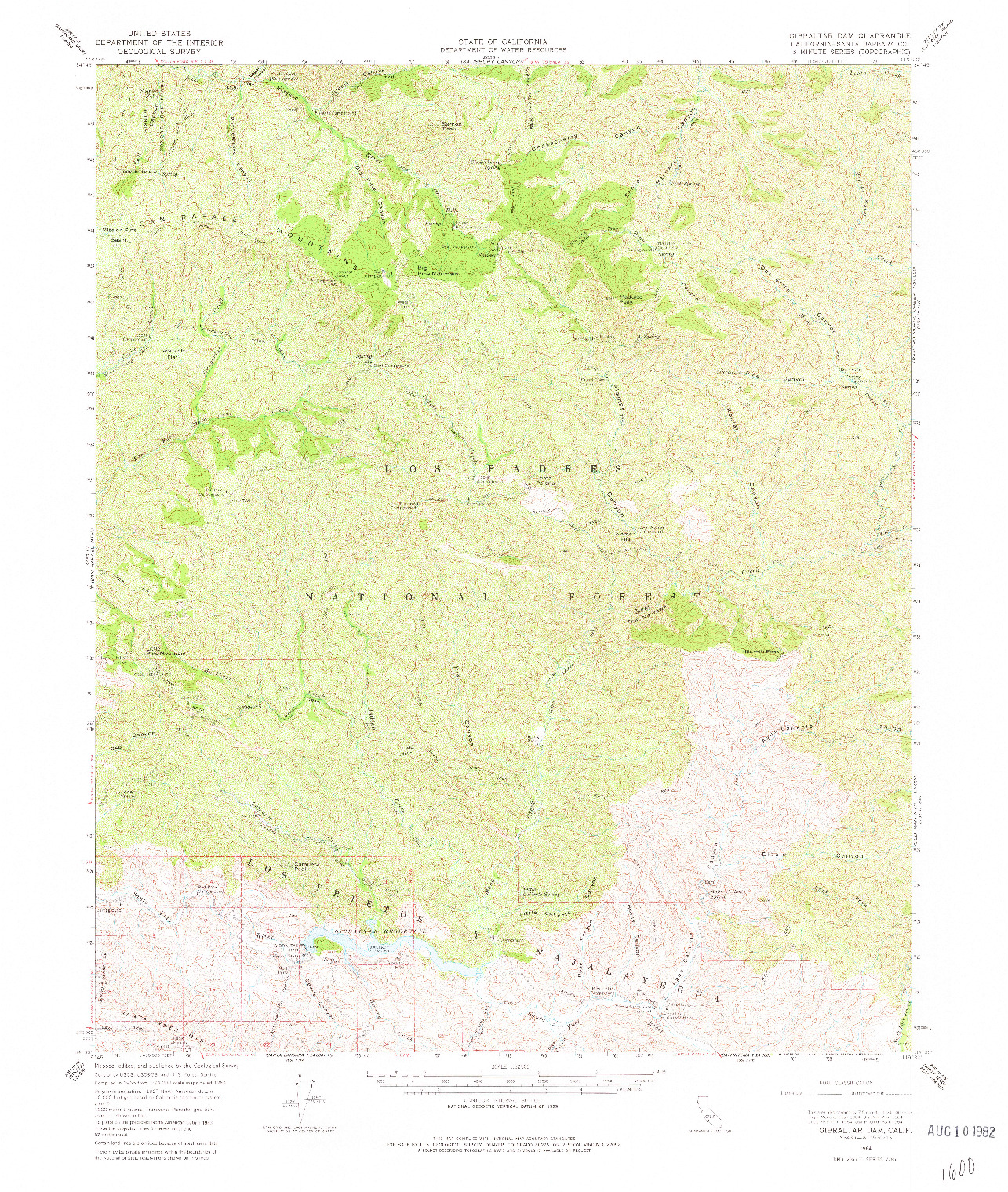 USGS 1:62500-SCALE QUADRANGLE FOR GIBRALTAR DAM, CA 1964