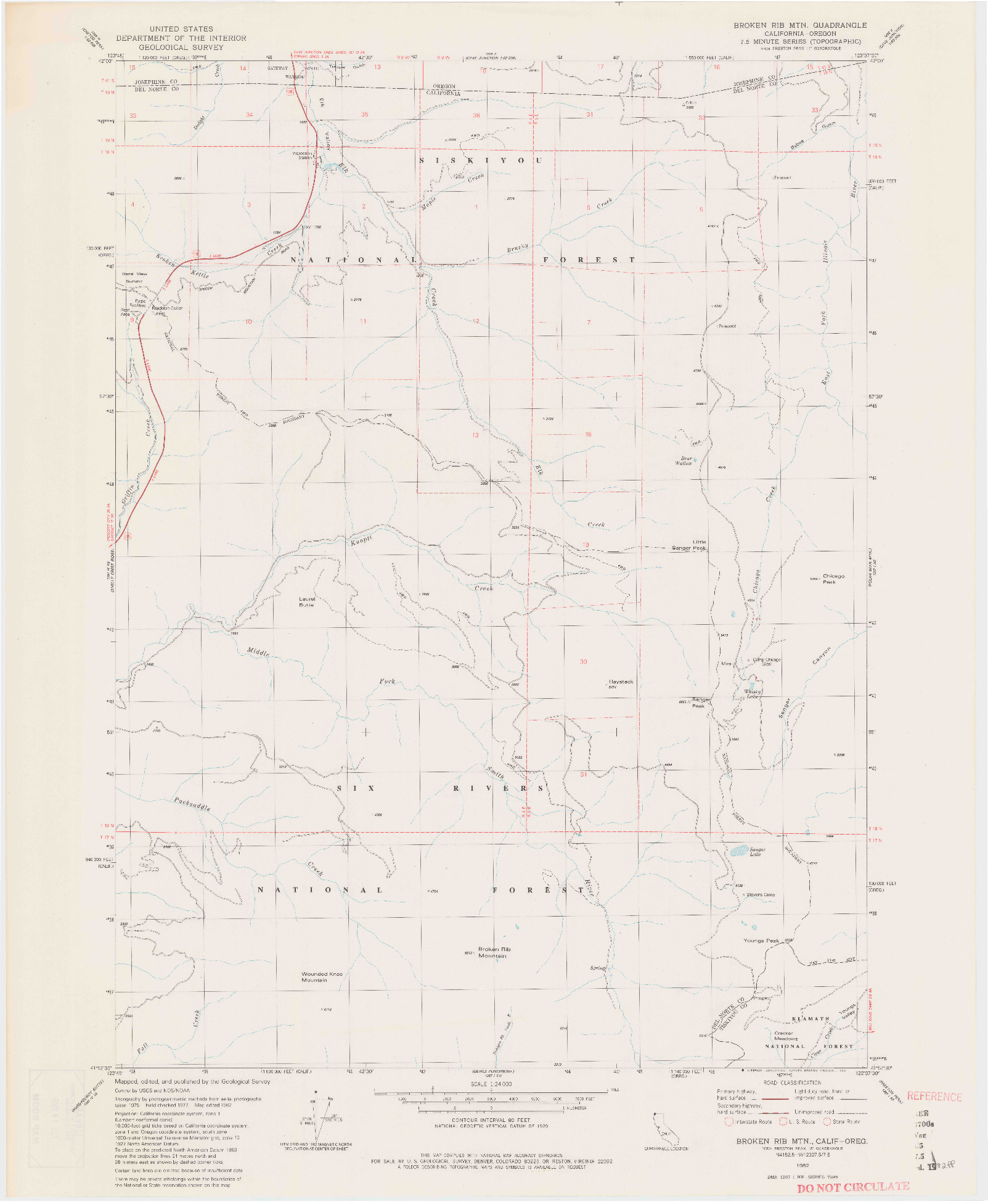 USGS 1:24000-SCALE QUADRANGLE FOR BROKEN RIB MTN, CA 1982