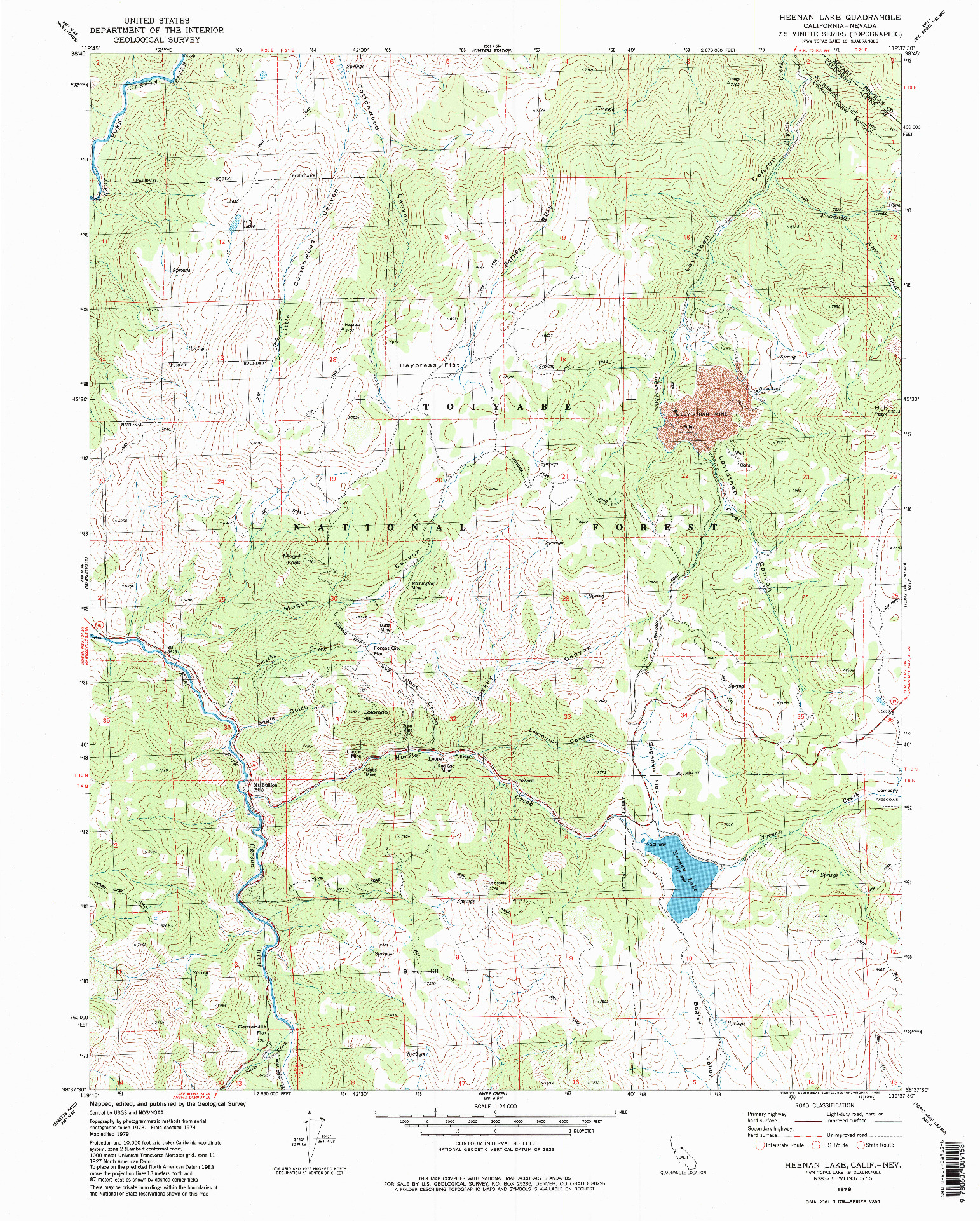 USGS 1:24000-SCALE QUADRANGLE FOR HEENAN LAKE, CA 1979