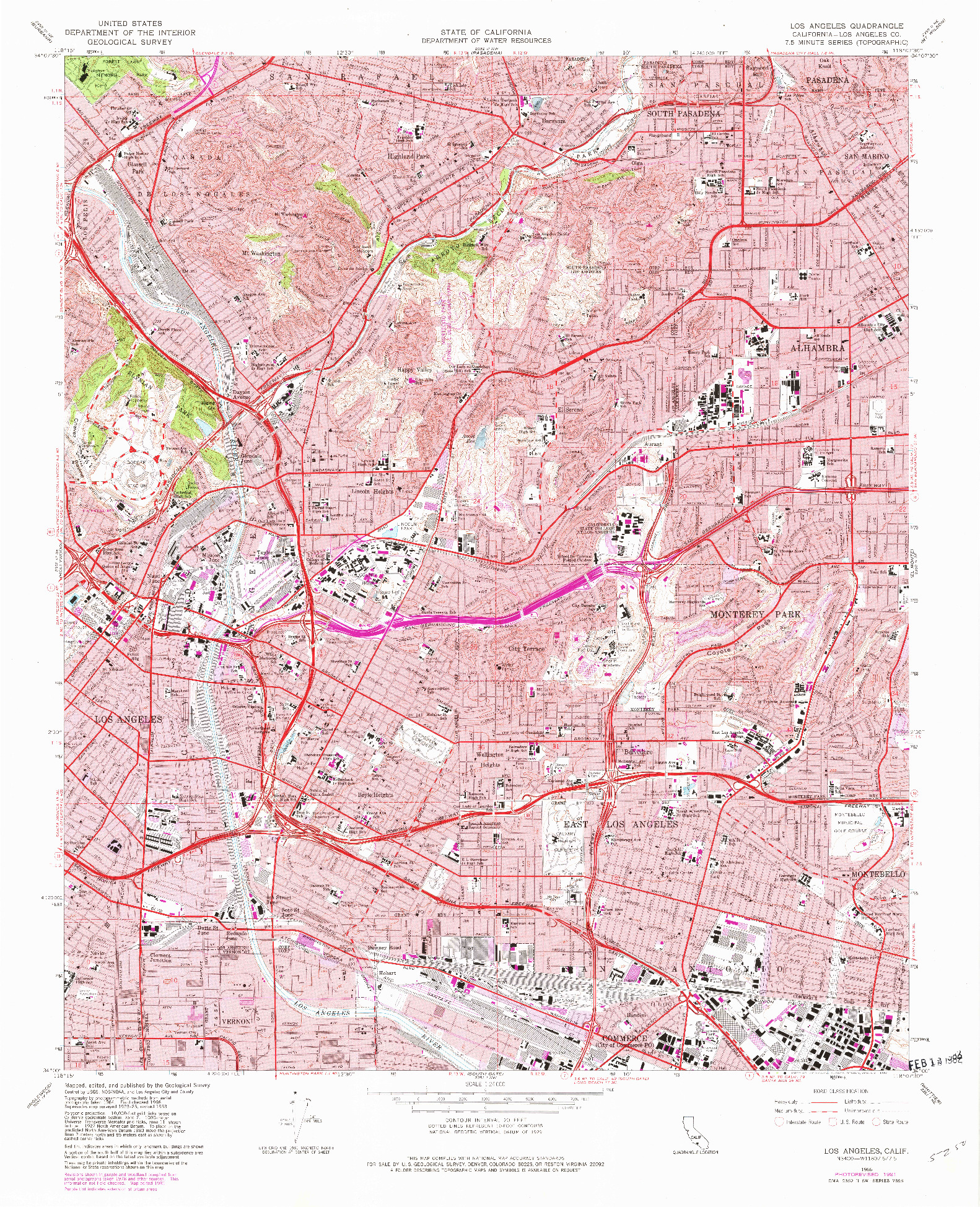 USGS 1:24000-SCALE QUADRANGLE FOR LOS ANGELES, CA 1966