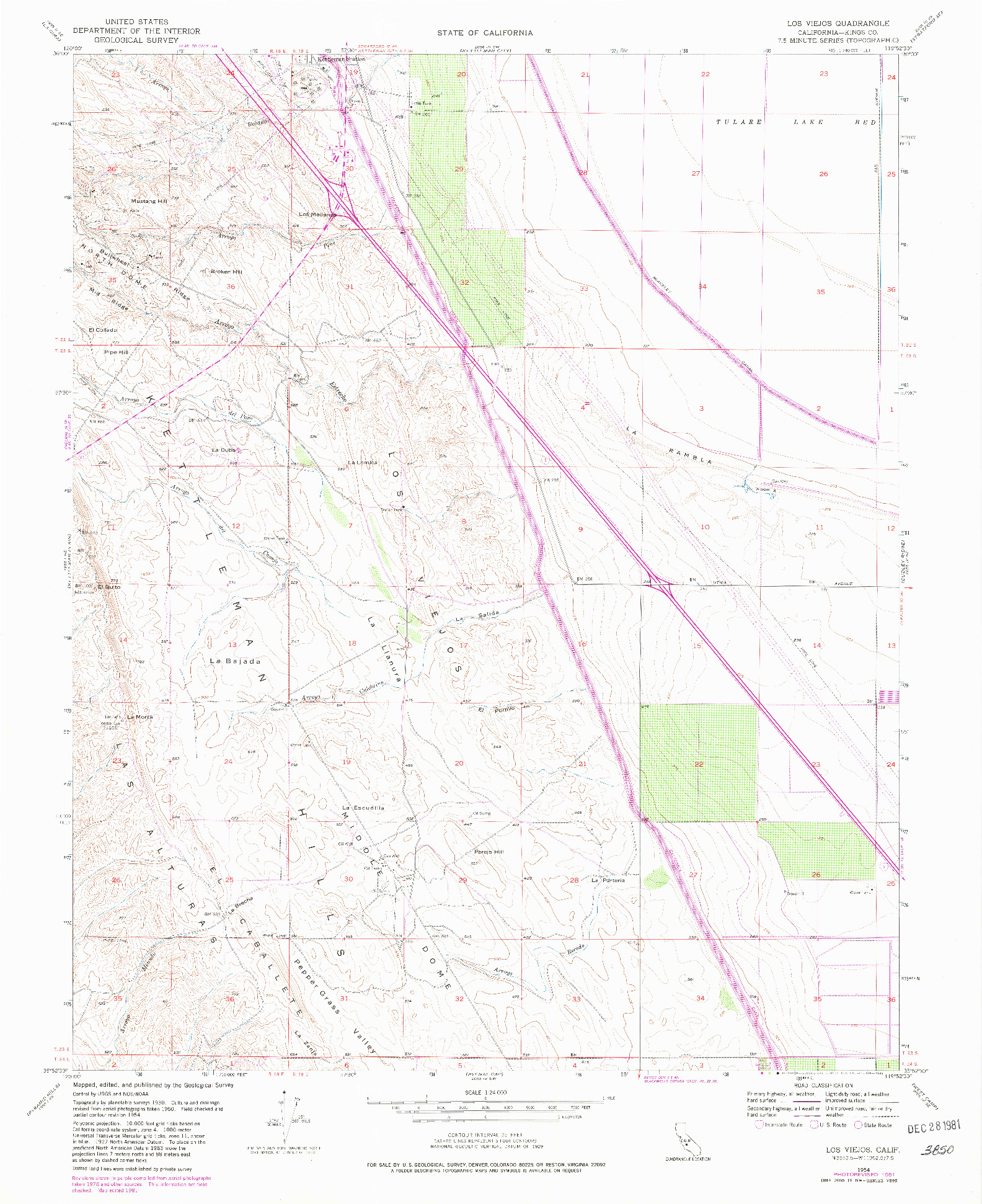 USGS 1:24000-SCALE QUADRANGLE FOR LOS VIEJOS, CA 1954