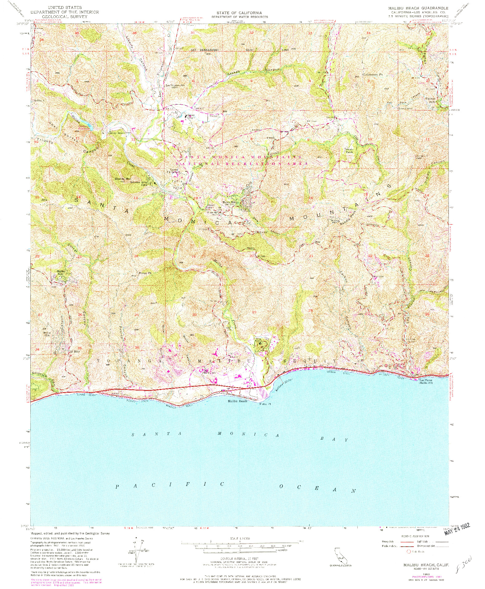 USGS 1:24000-SCALE QUADRANGLE FOR MALIBU BEACH, CA 1950