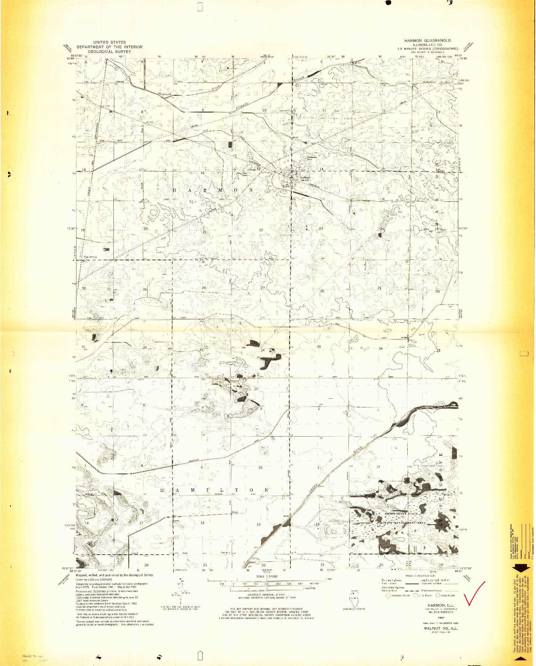 USGS 1:24000-SCALE QUADRANGLE FOR HARMON, IL 1982