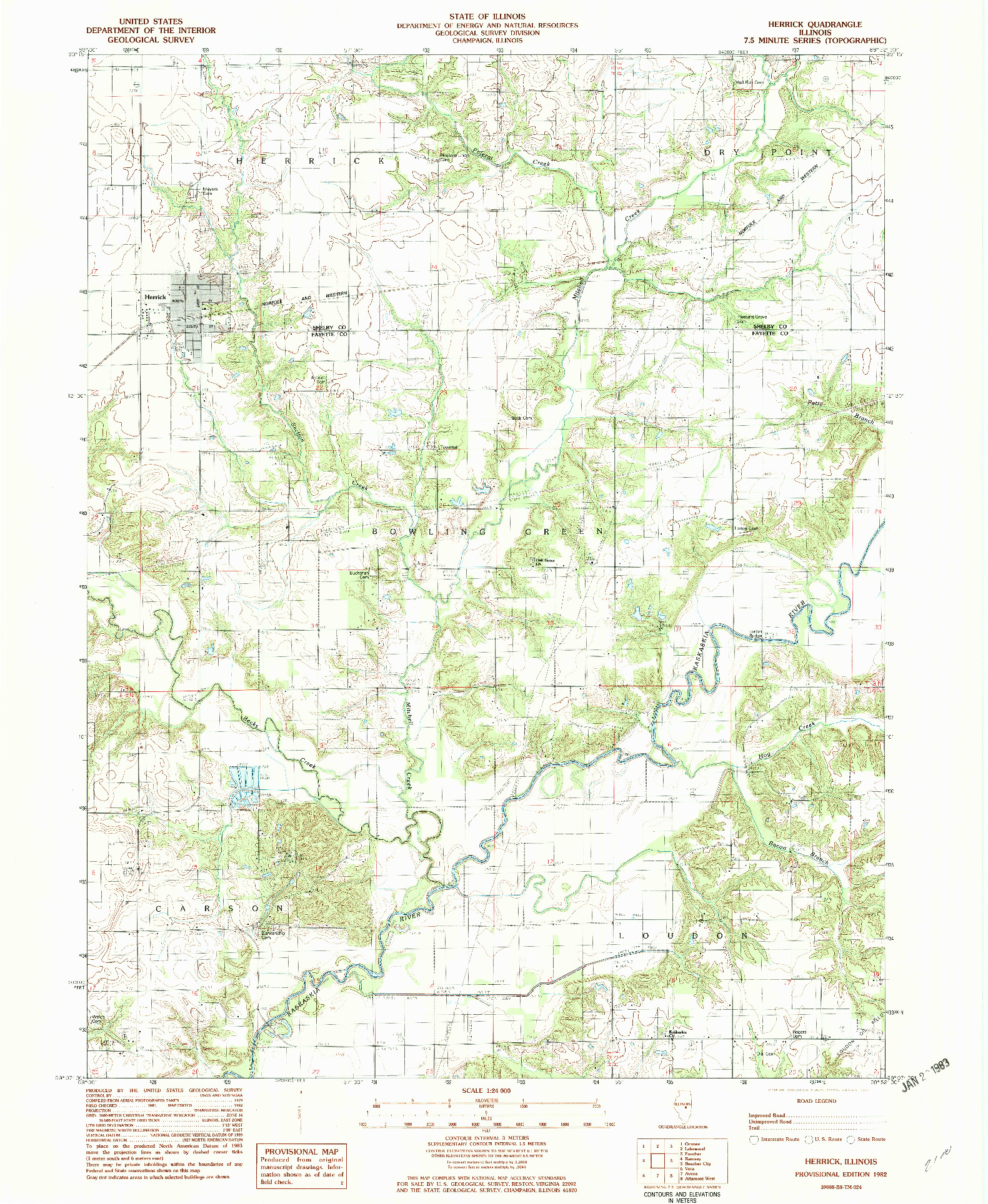 USGS 1:24000-SCALE QUADRANGLE FOR HERRICK, IL 1982