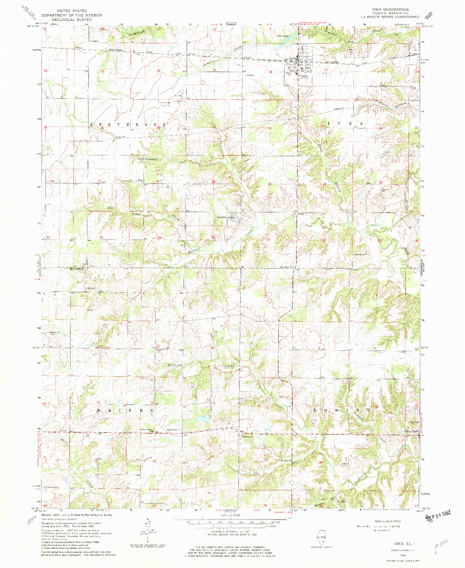 USGS 1:24000-SCALE QUADRANGLE FOR IUKA, IL 1965