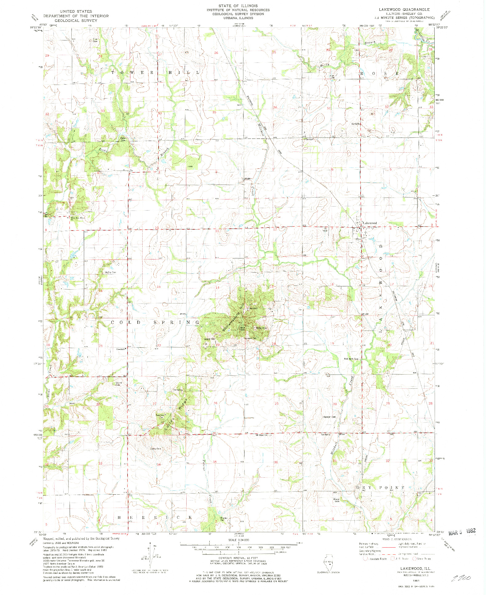 USGS 1:24000-SCALE QUADRANGLE FOR LAKEWOOD, IL 1981