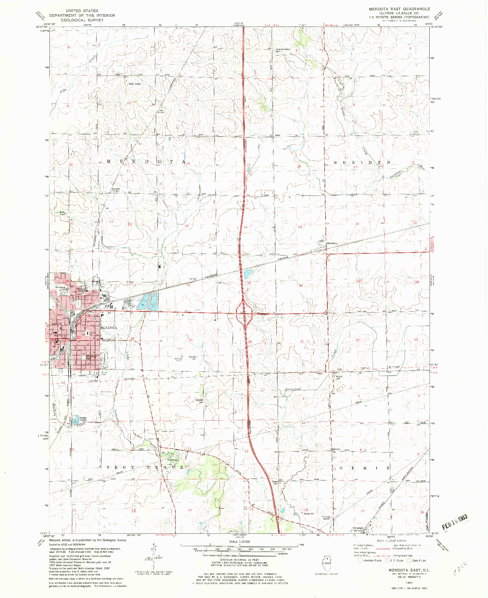 USGS 1:24000-SCALE QUADRANGLE FOR MENDOTA EAST, IL 1982
