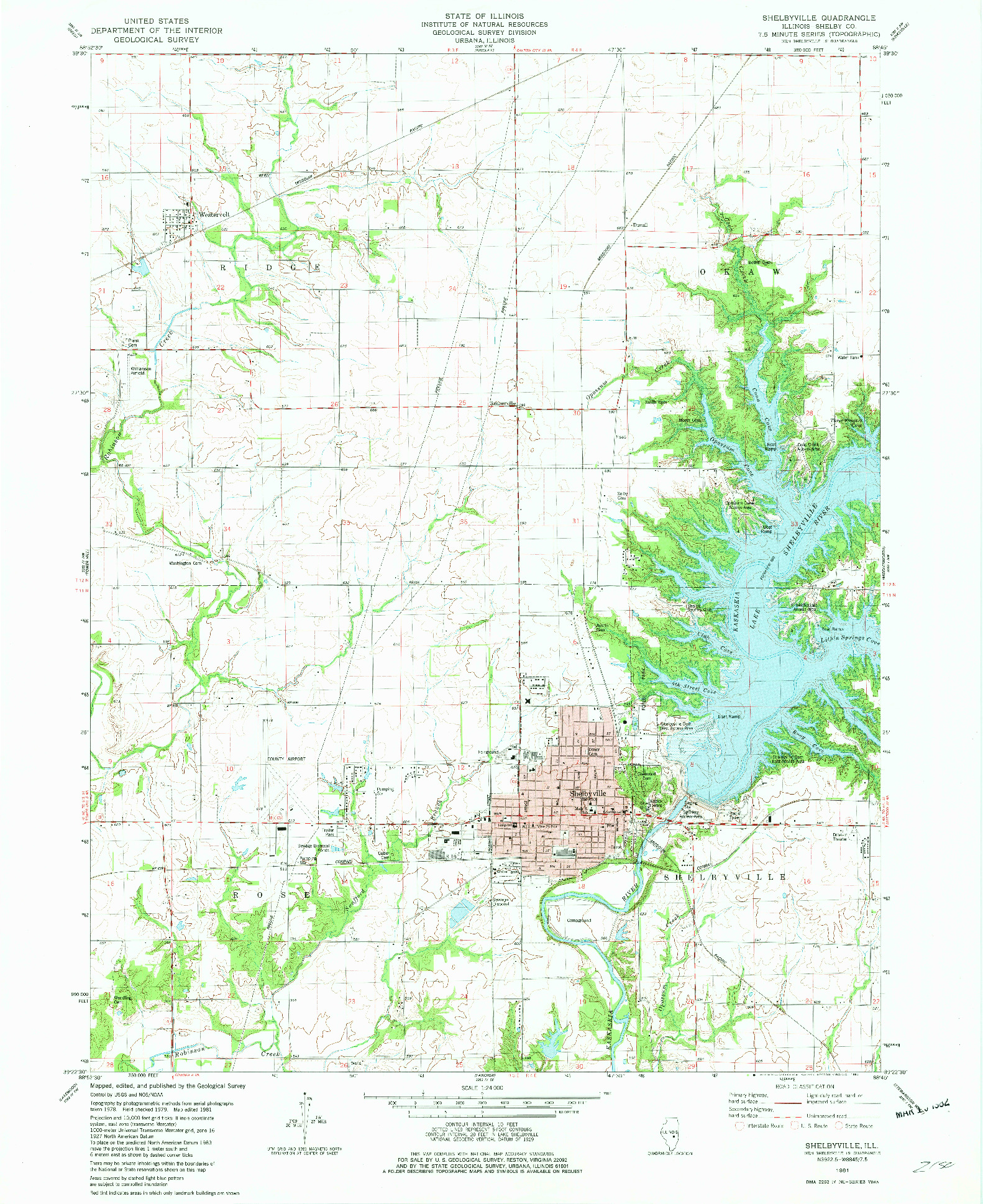 USGS 1:24000-SCALE QUADRANGLE FOR SHELBYVILLE, IL 1981