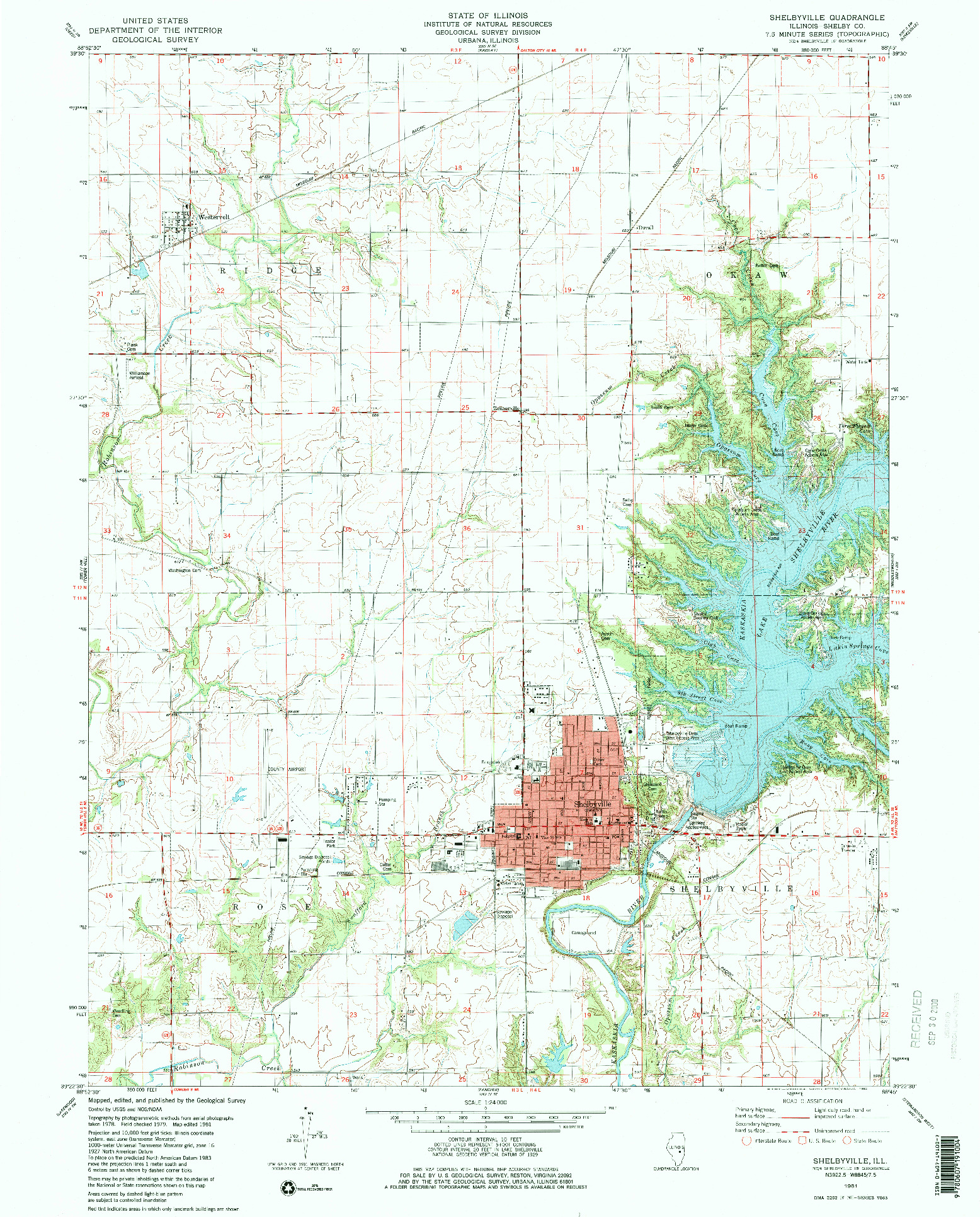 USGS 1:24000-SCALE QUADRANGLE FOR SHELBYVILLE, IL 1981