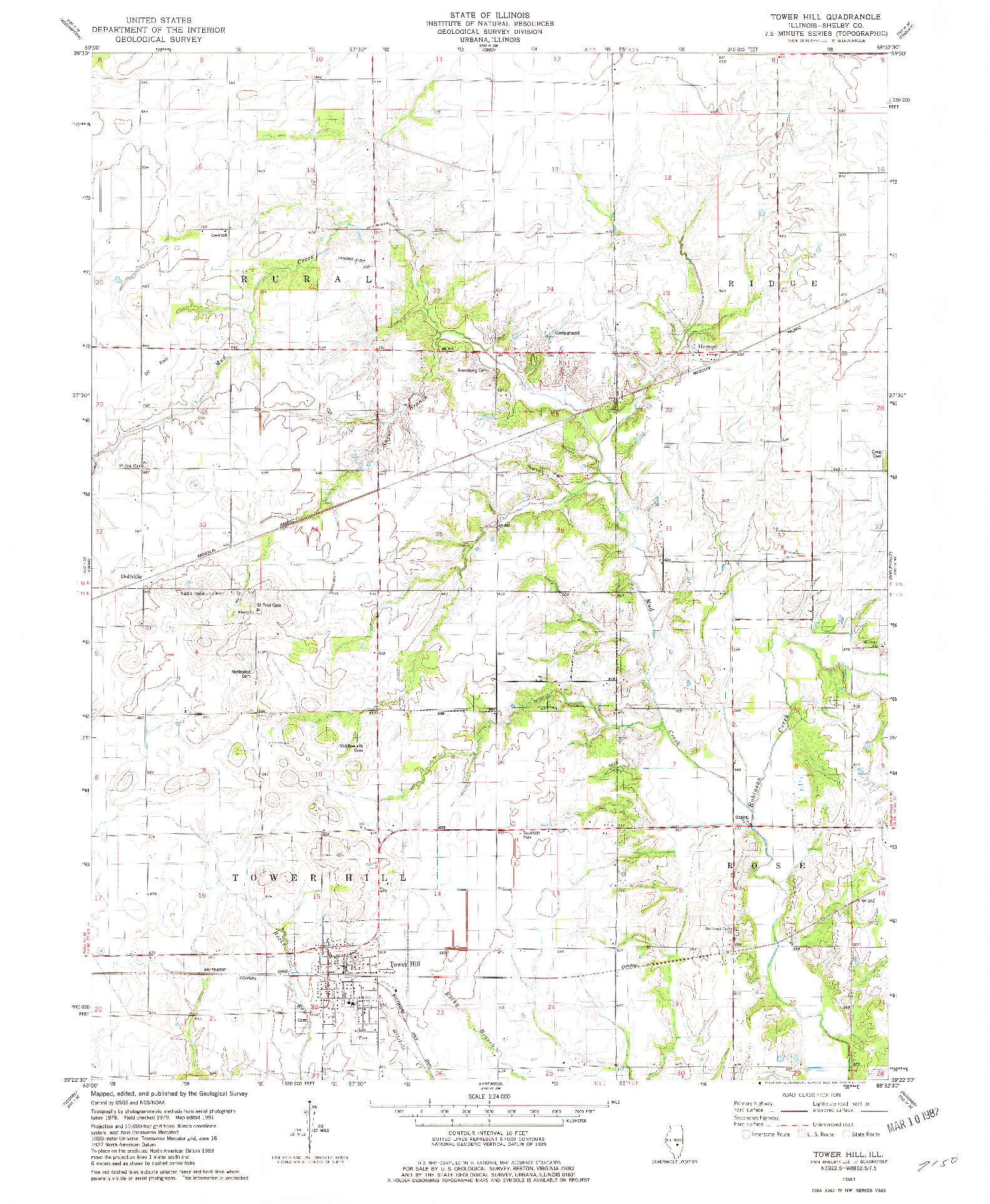 USGS 1:24000-SCALE QUADRANGLE FOR TOWER HILL, IL 1981