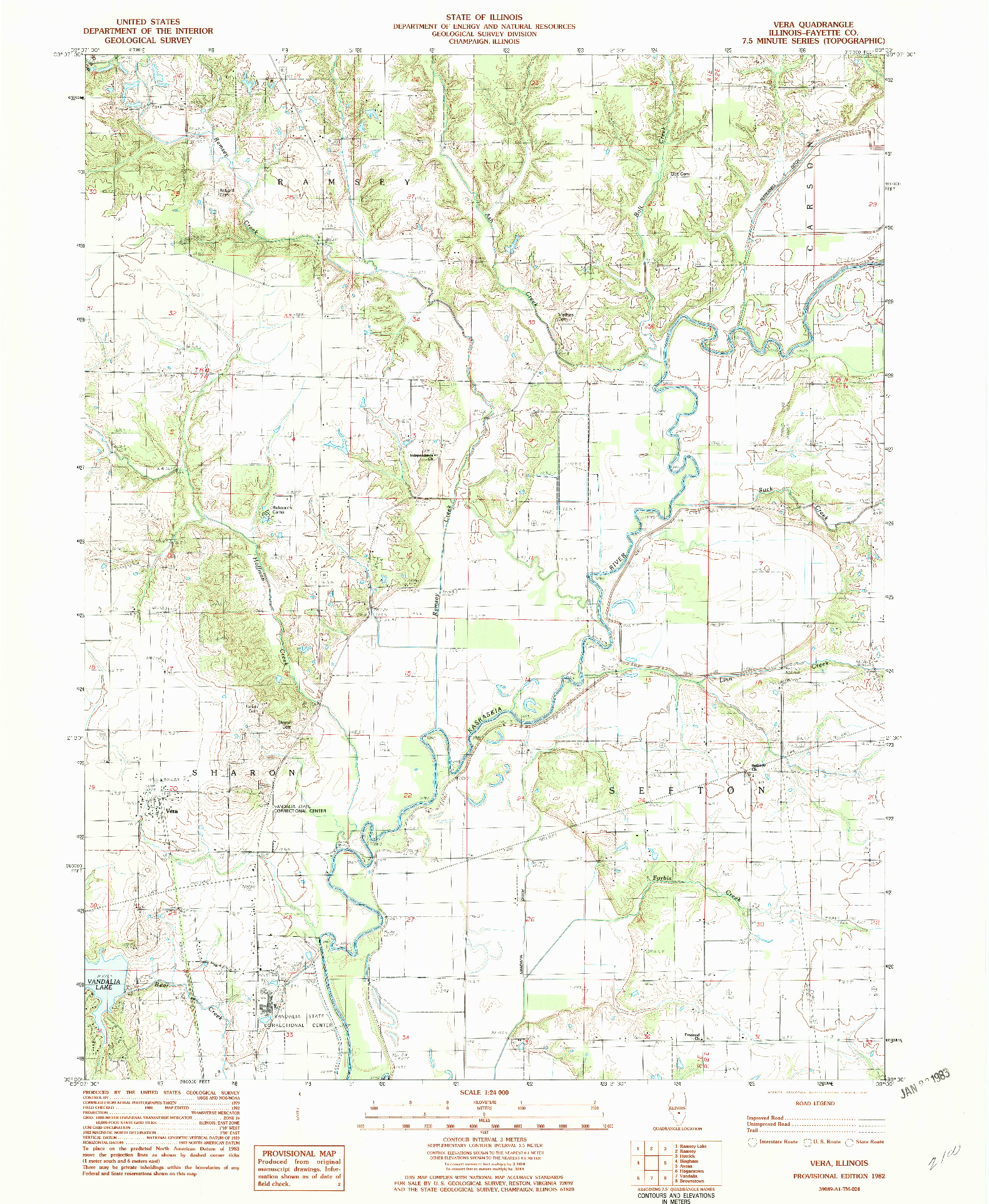 USGS 1:24000-SCALE QUADRANGLE FOR VERA, IL 1982